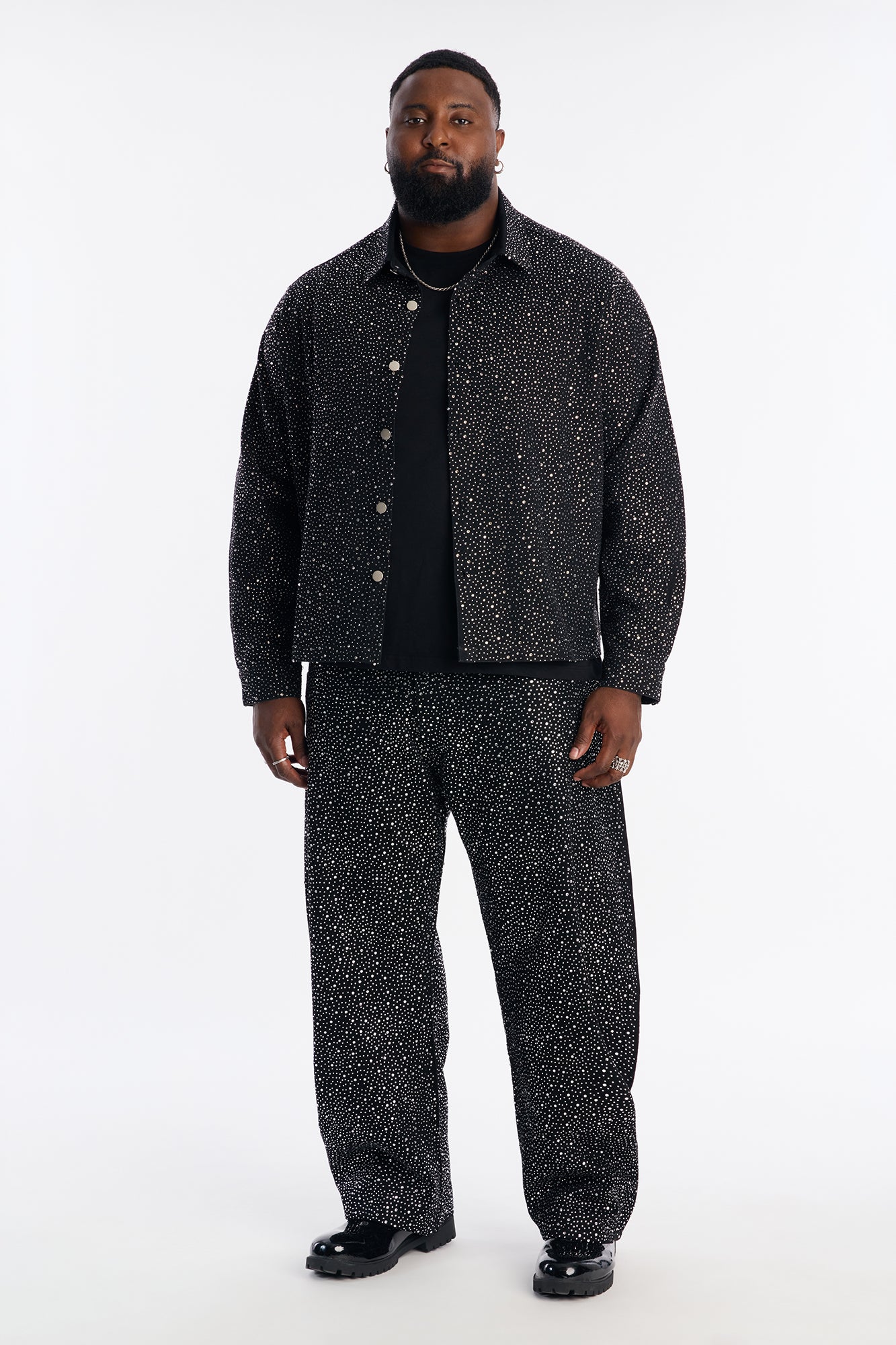 Iced Obsidian Button Up - Black