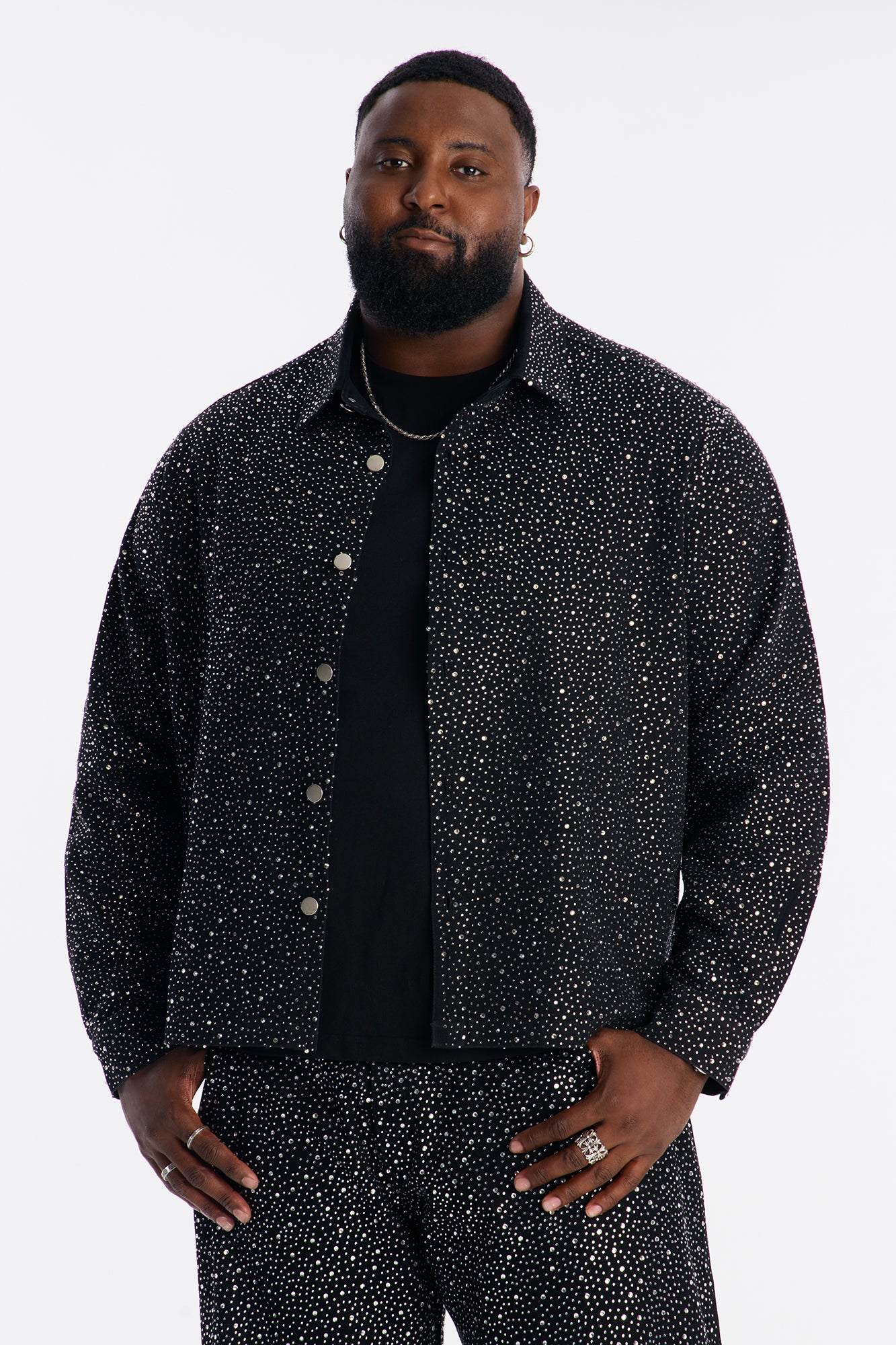 Iced Obsidian Button Up - Black