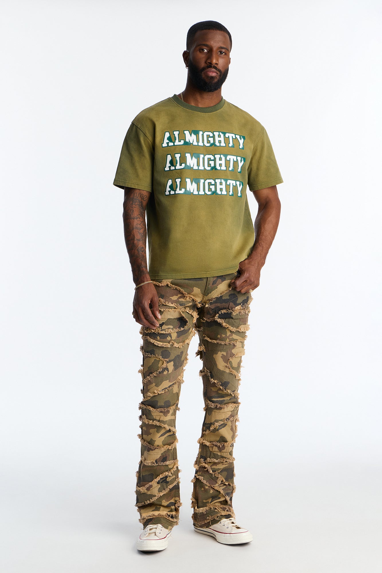 Stacked Skinny Flare In It Camo Pants - Camouflage