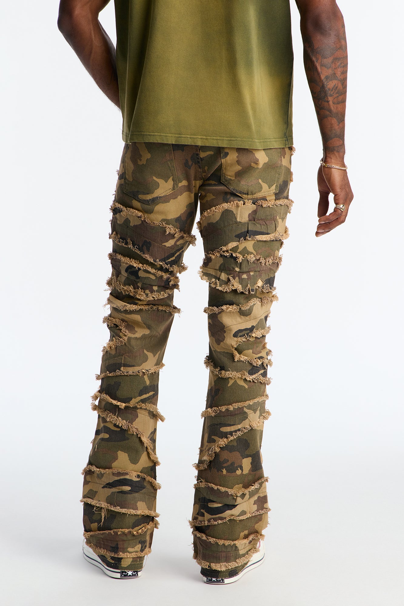 Stacked Skinny Flare In It Camo Pants - Camouflage