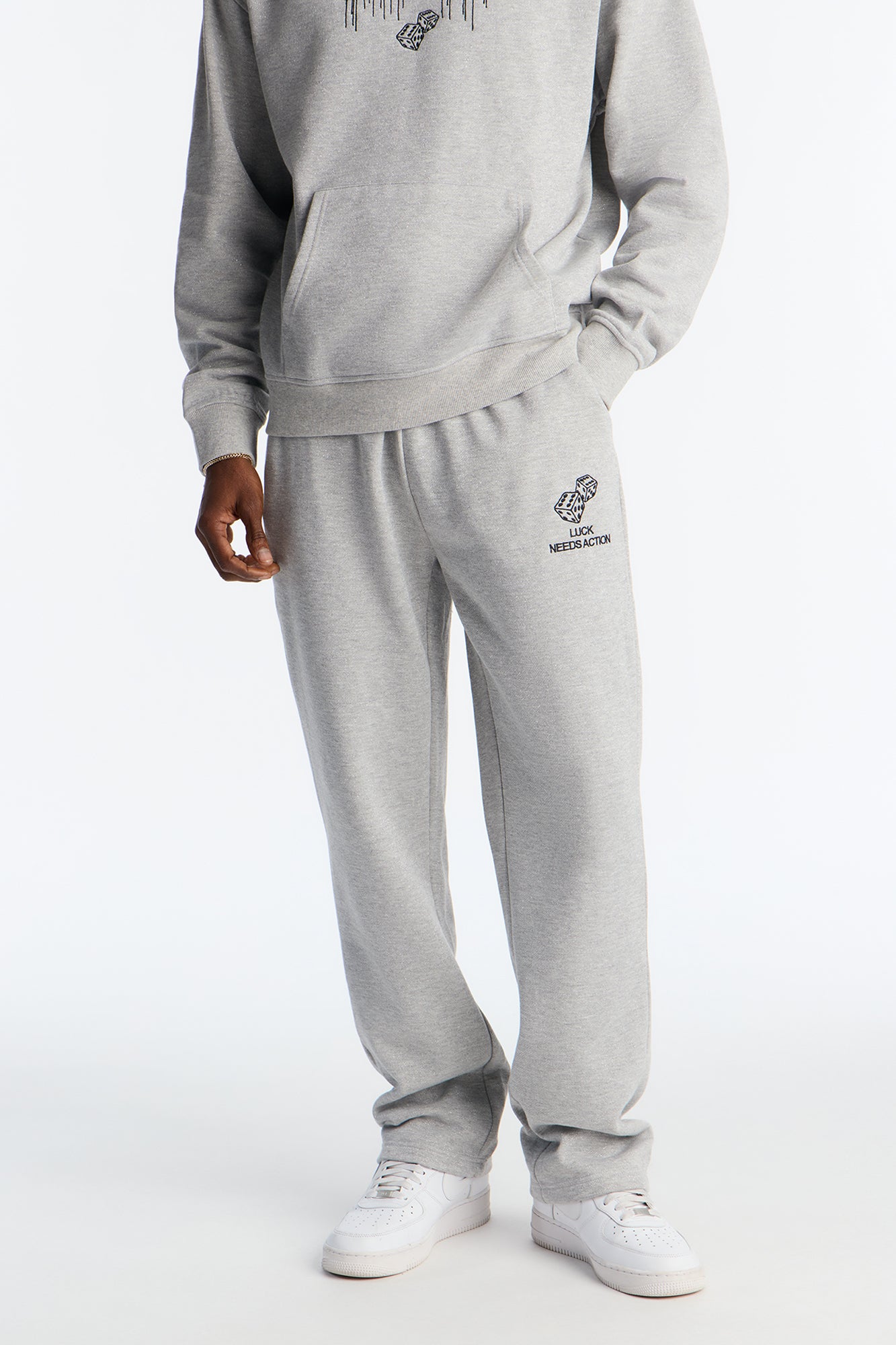 Chase Luck Embroidered Sweatpants - Heather Grey