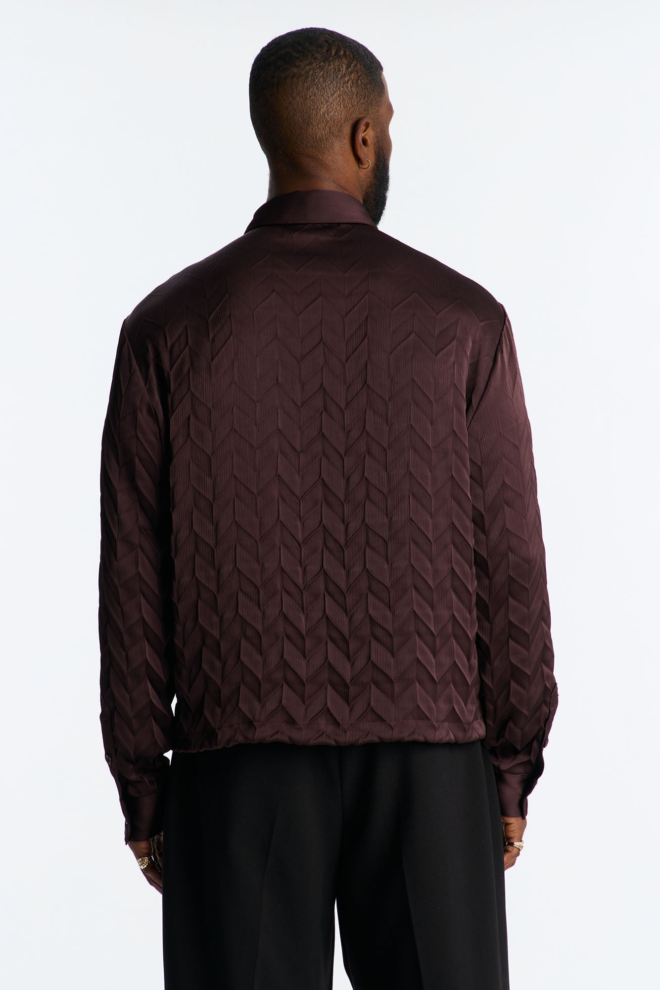 Prism Weave Button Up Shirt - Brown
