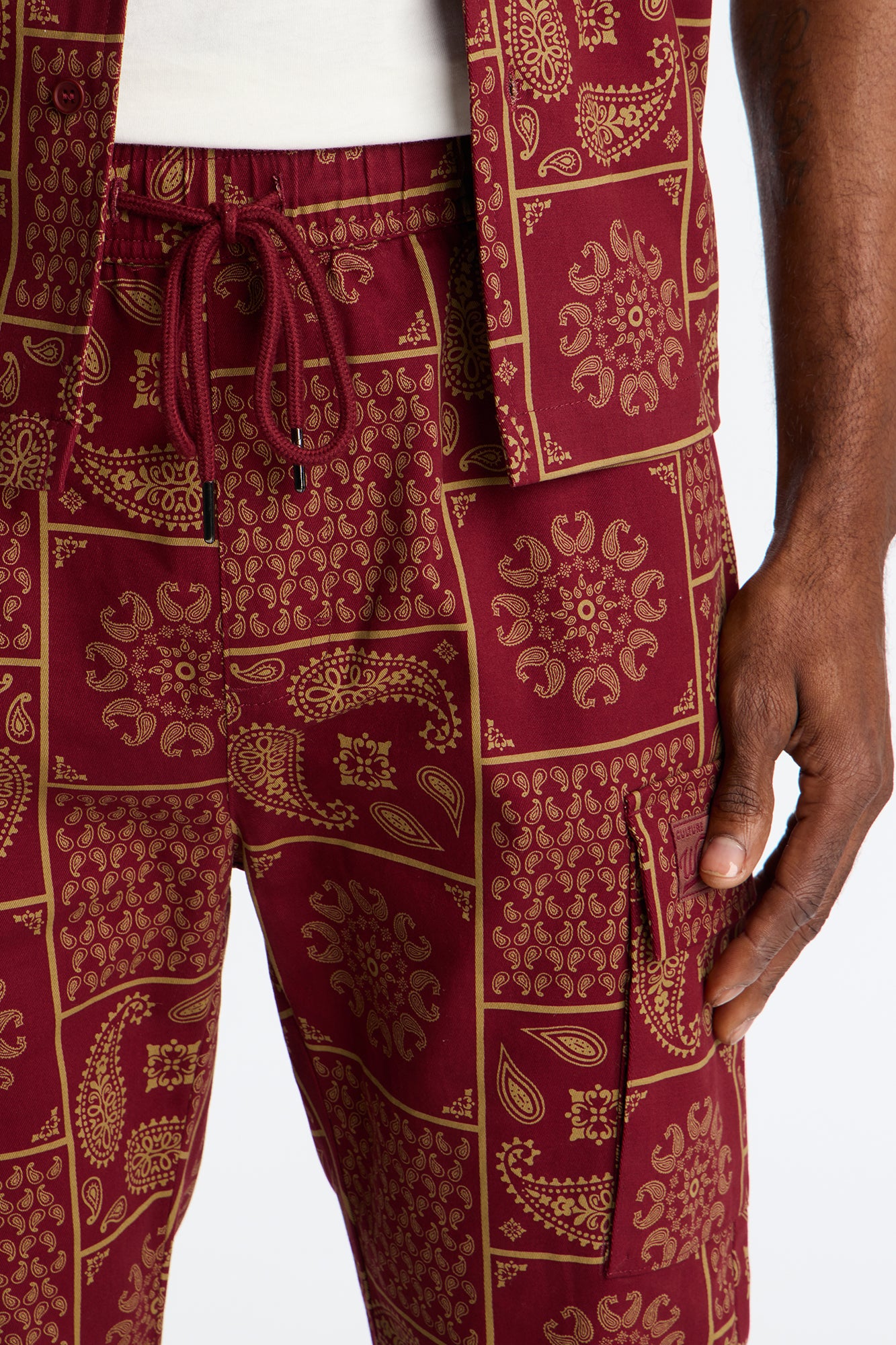 Slim Clinton Hill Mosaic Twill Cargo Pant - Burgundy