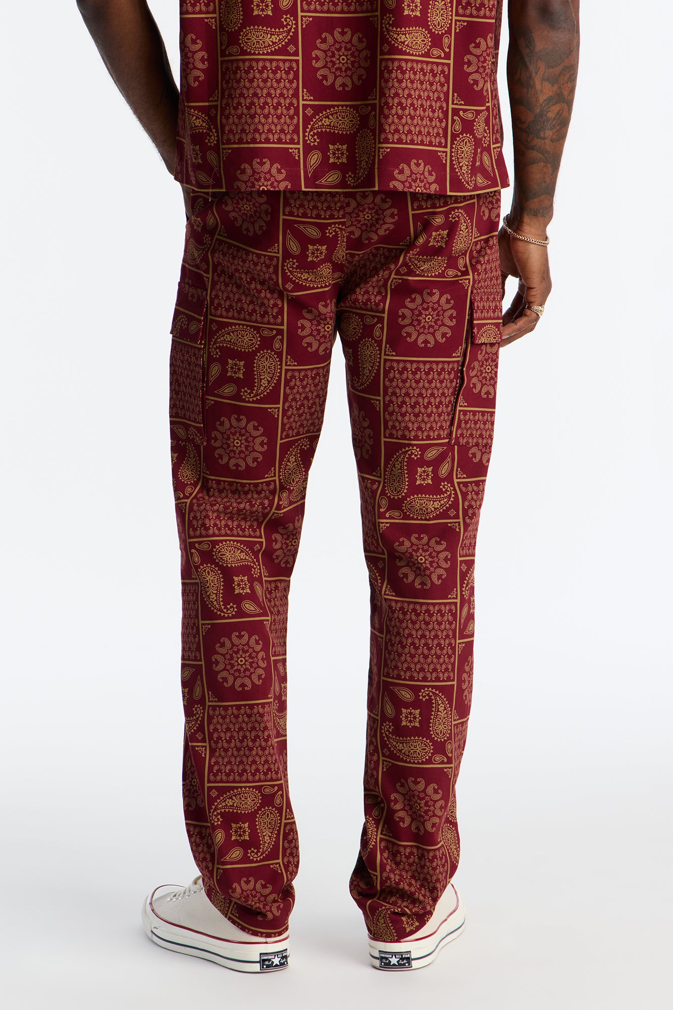 Slim Clinton Hill Mosaic Twill Cargo Pant - Burgundy