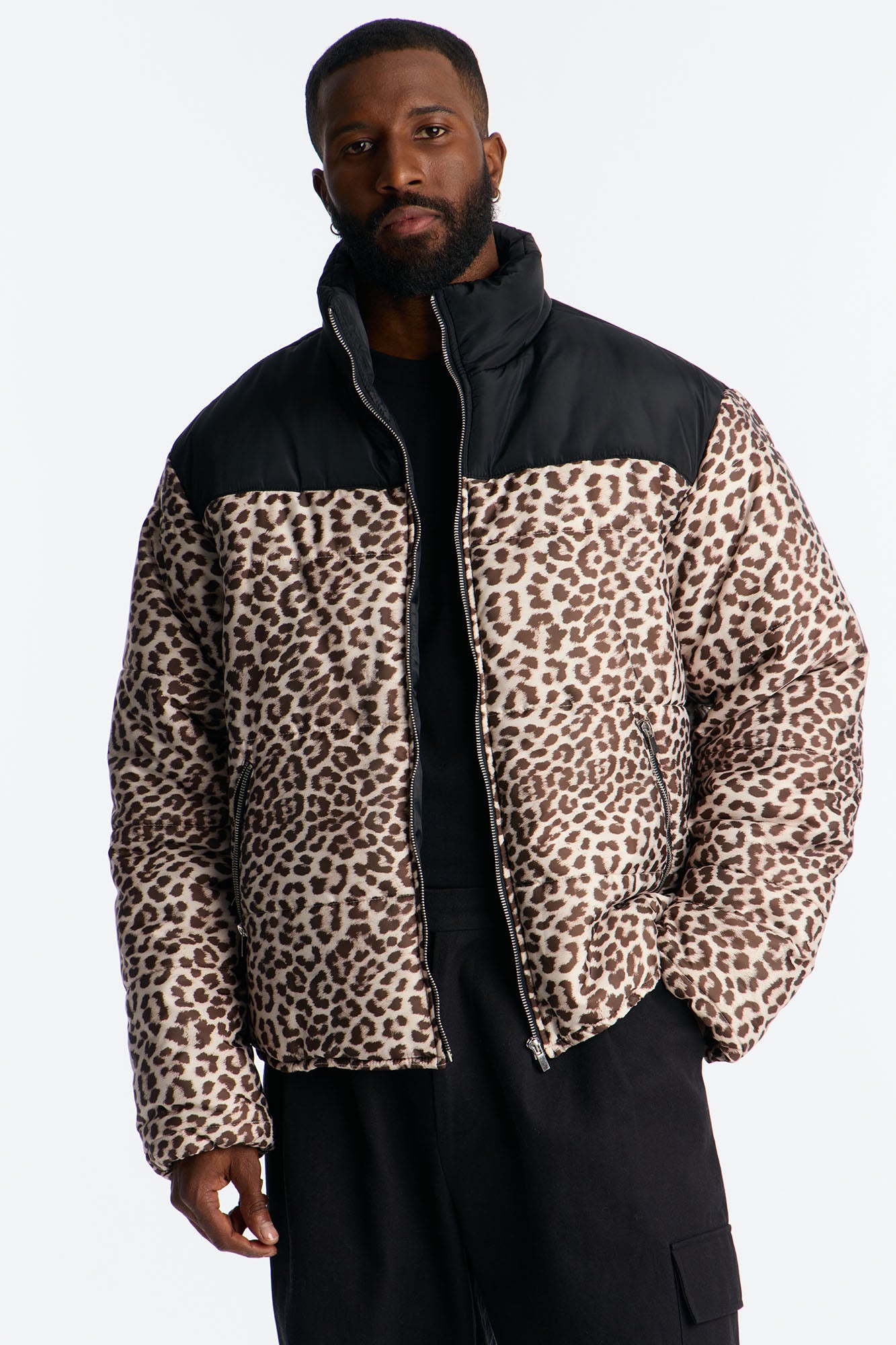 On The Prowl Leopard Print Puffer Jacket - Brown