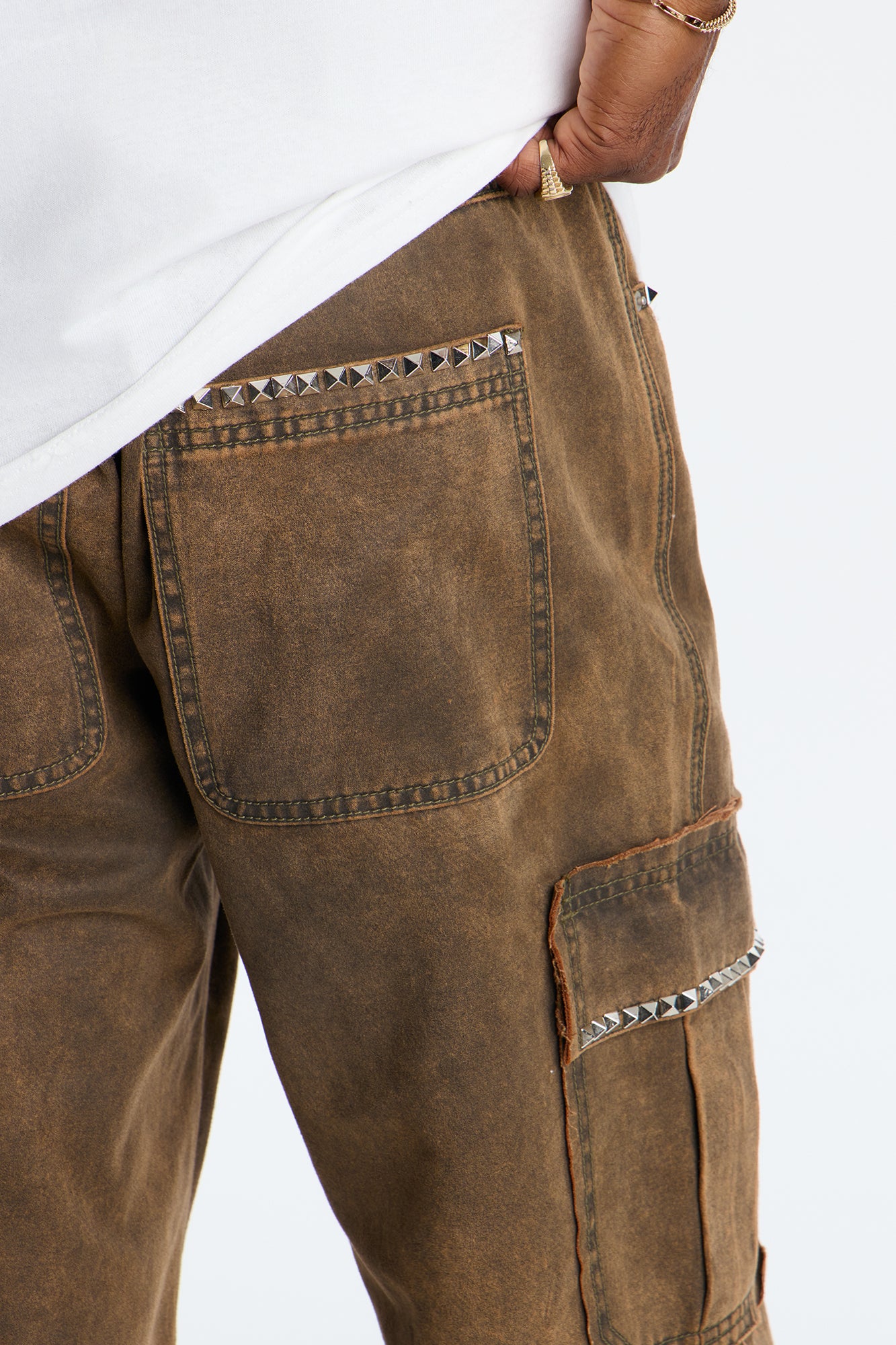 Straight Riot Studded Pant - Brown