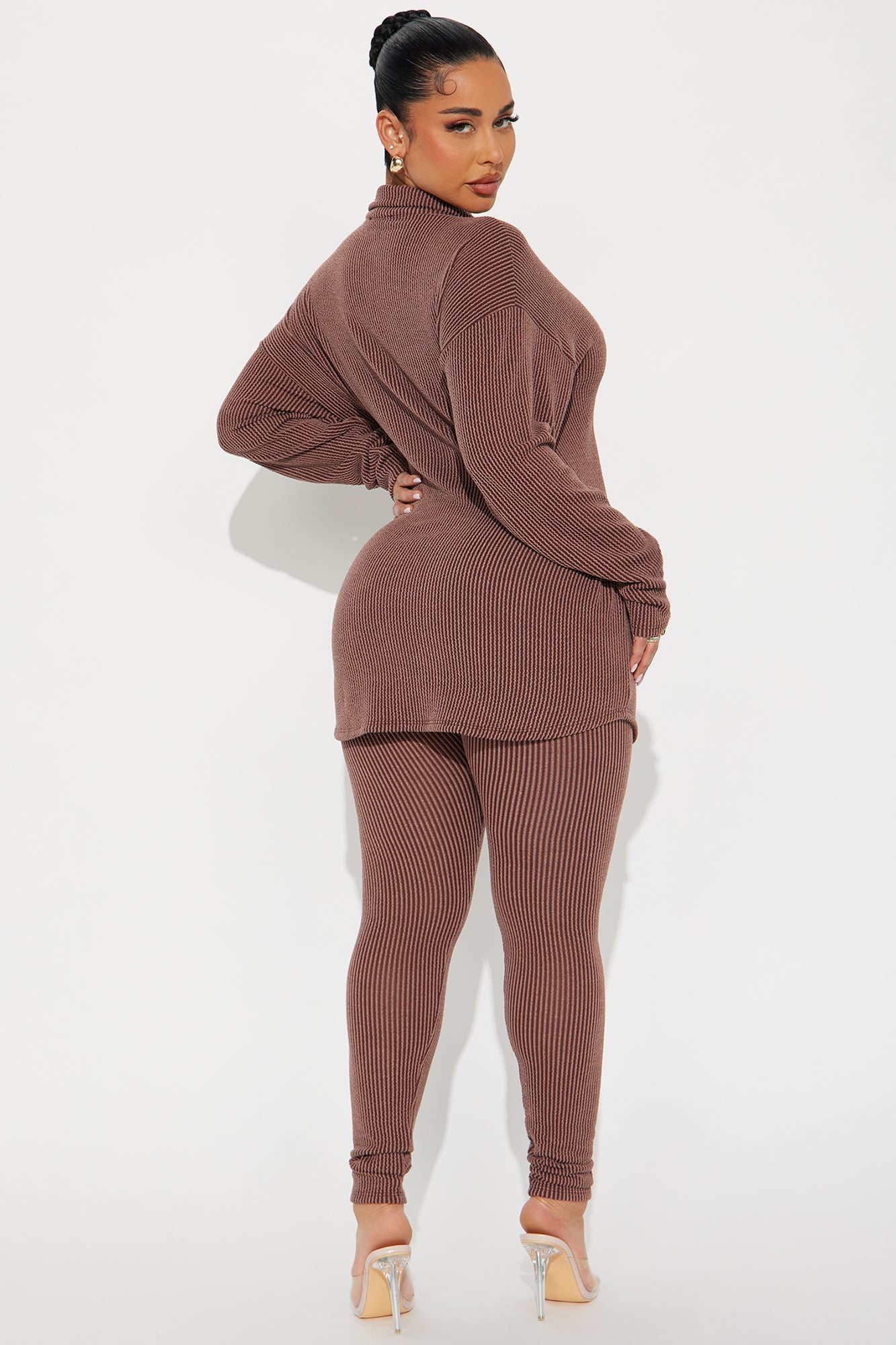 Maddie Ribbed Legging Set - Chocolate