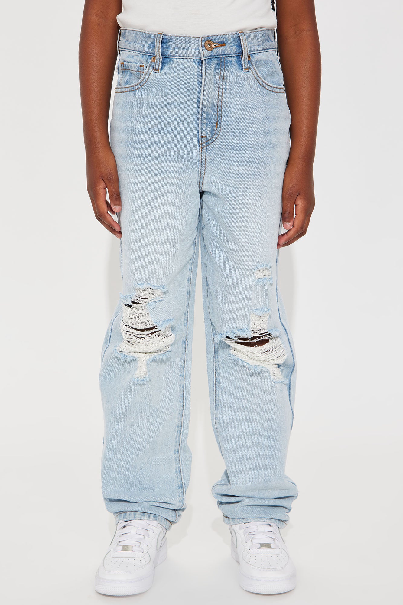 Mini Only One Ripped Straight Leg Jean - Light Wash