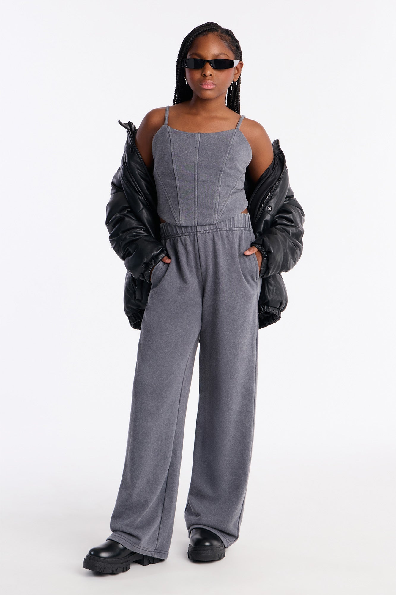 Mini So Chill Washed Pant Set - Black
