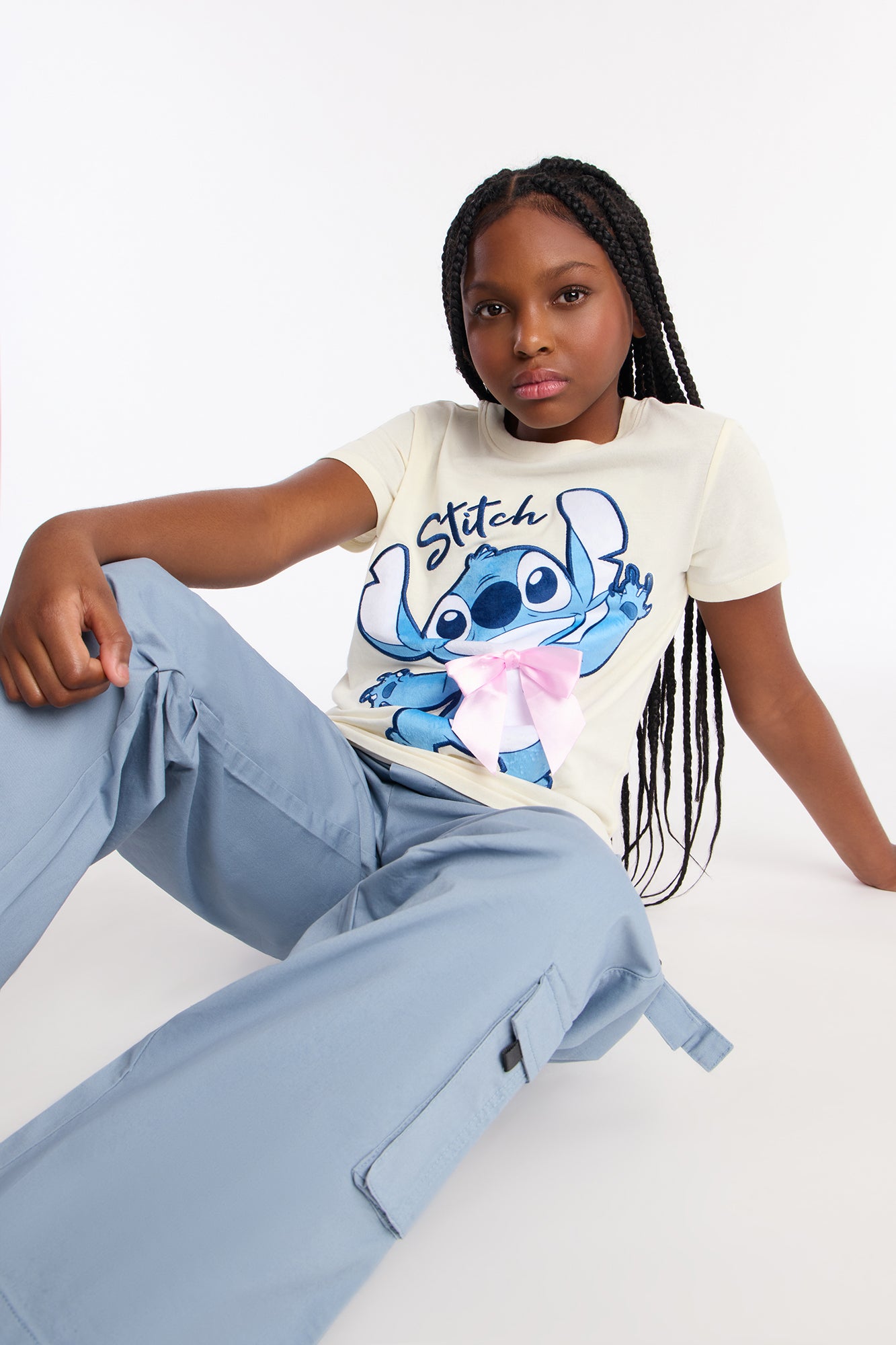 Mini Stitch Happy To See You Short Sleeve Tee - Ivory