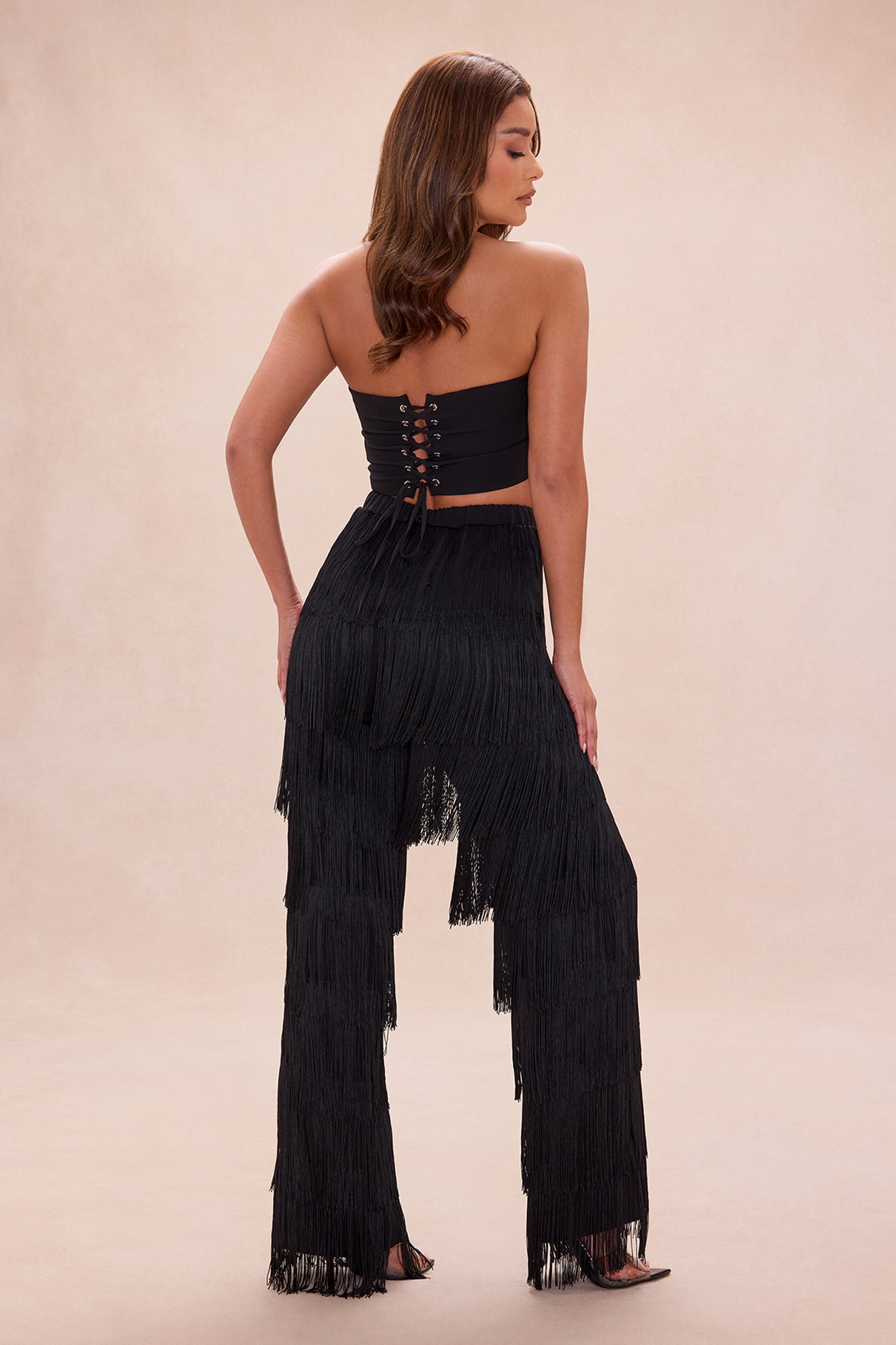 Dance All Night Fringe Pant Set - Black