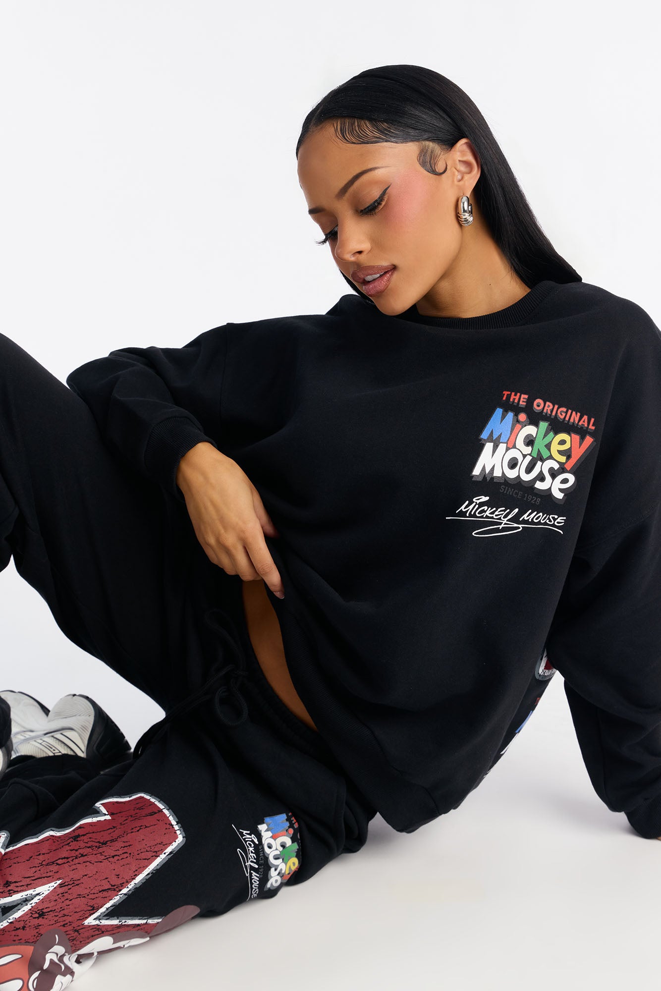 Mickey Mouse Fleece Pull Over Sweatshirt - Black