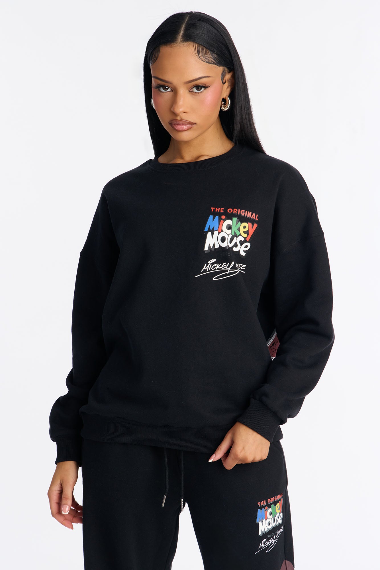 Mickey Mouse Fleece Pull Over Sweatshirt - Black