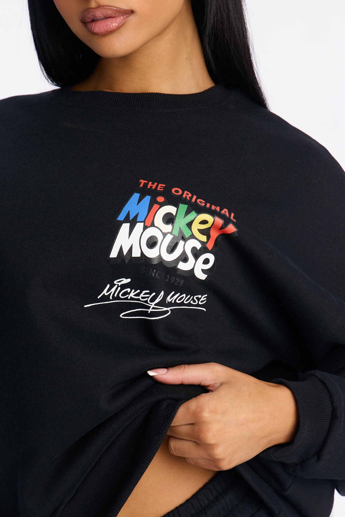 Mickey Mouse Fleece Pull Over Sweatshirt - Black