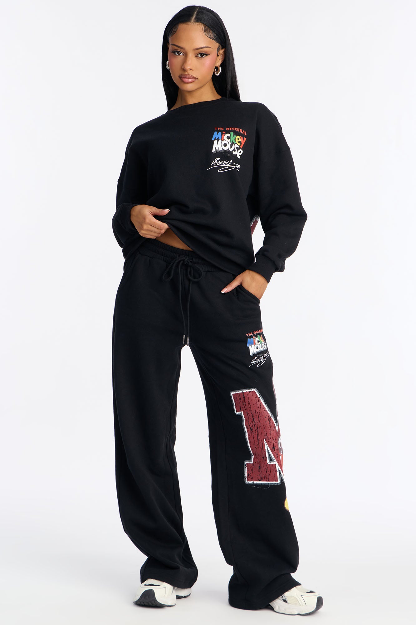 Mickey Mouse Fleece Pull Over Sweatshirt - Black
