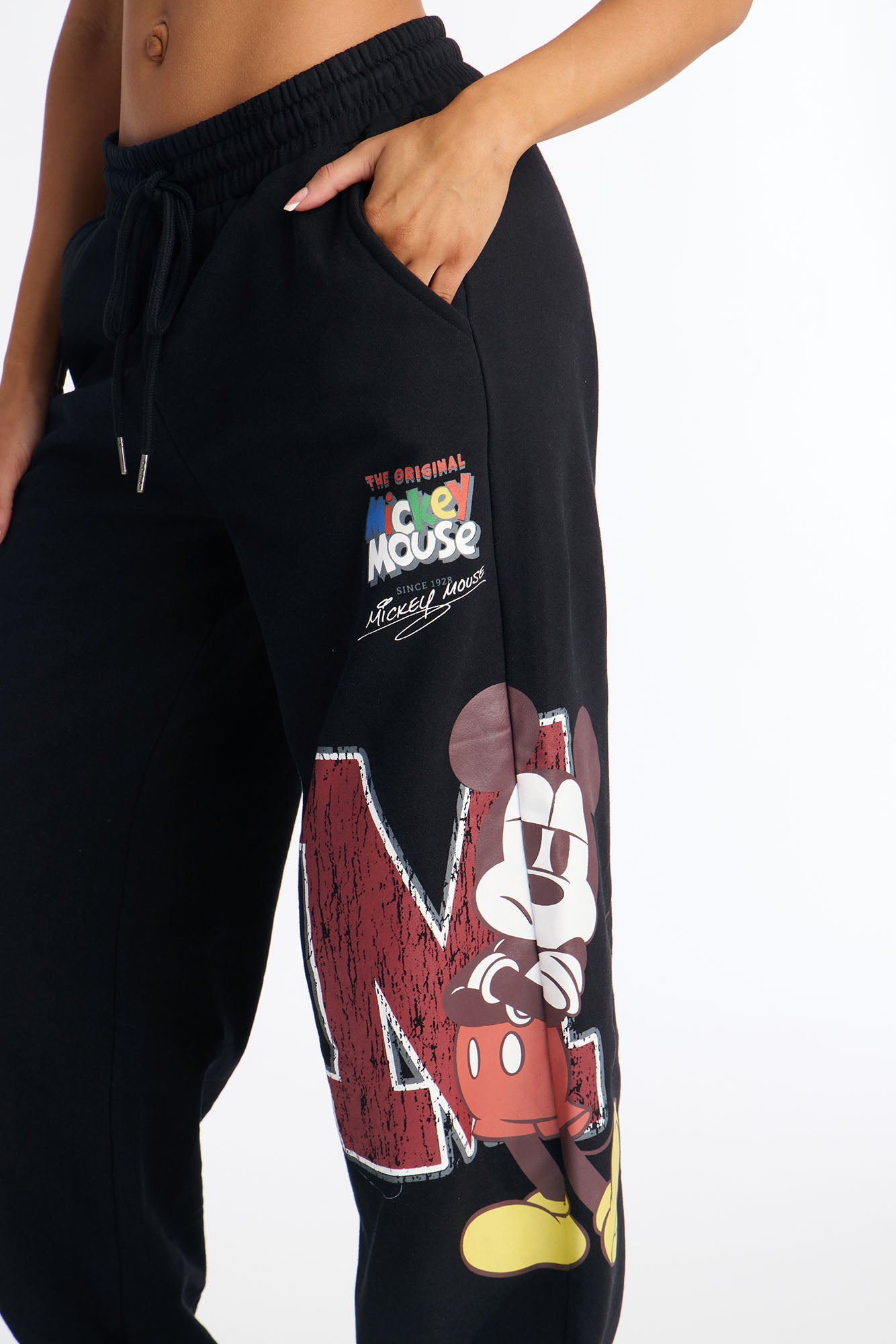 Mickey Mouse Fleece Wide Leg Pant - Black