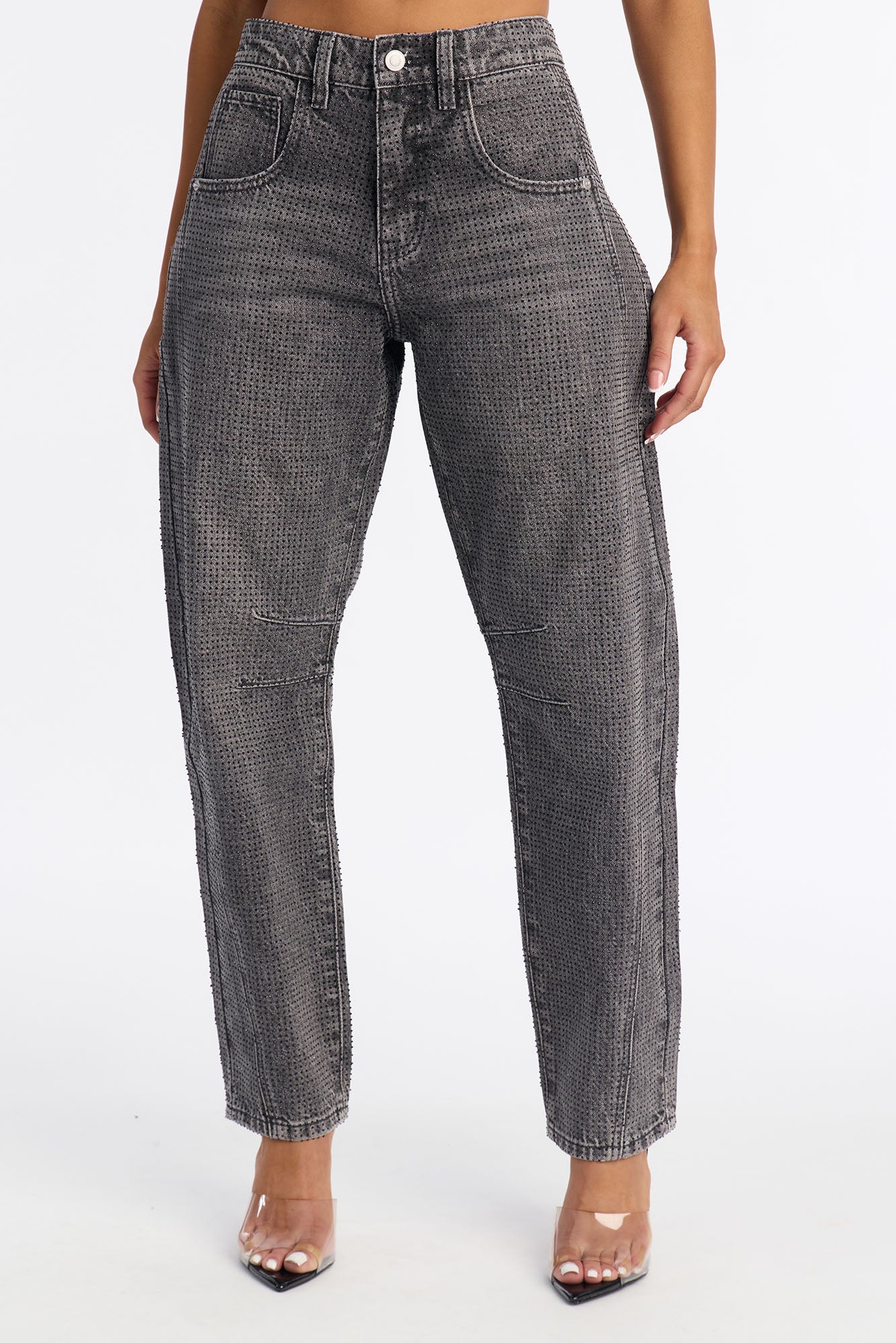 Razzle Dazzle Embellished Jeans - Grey
