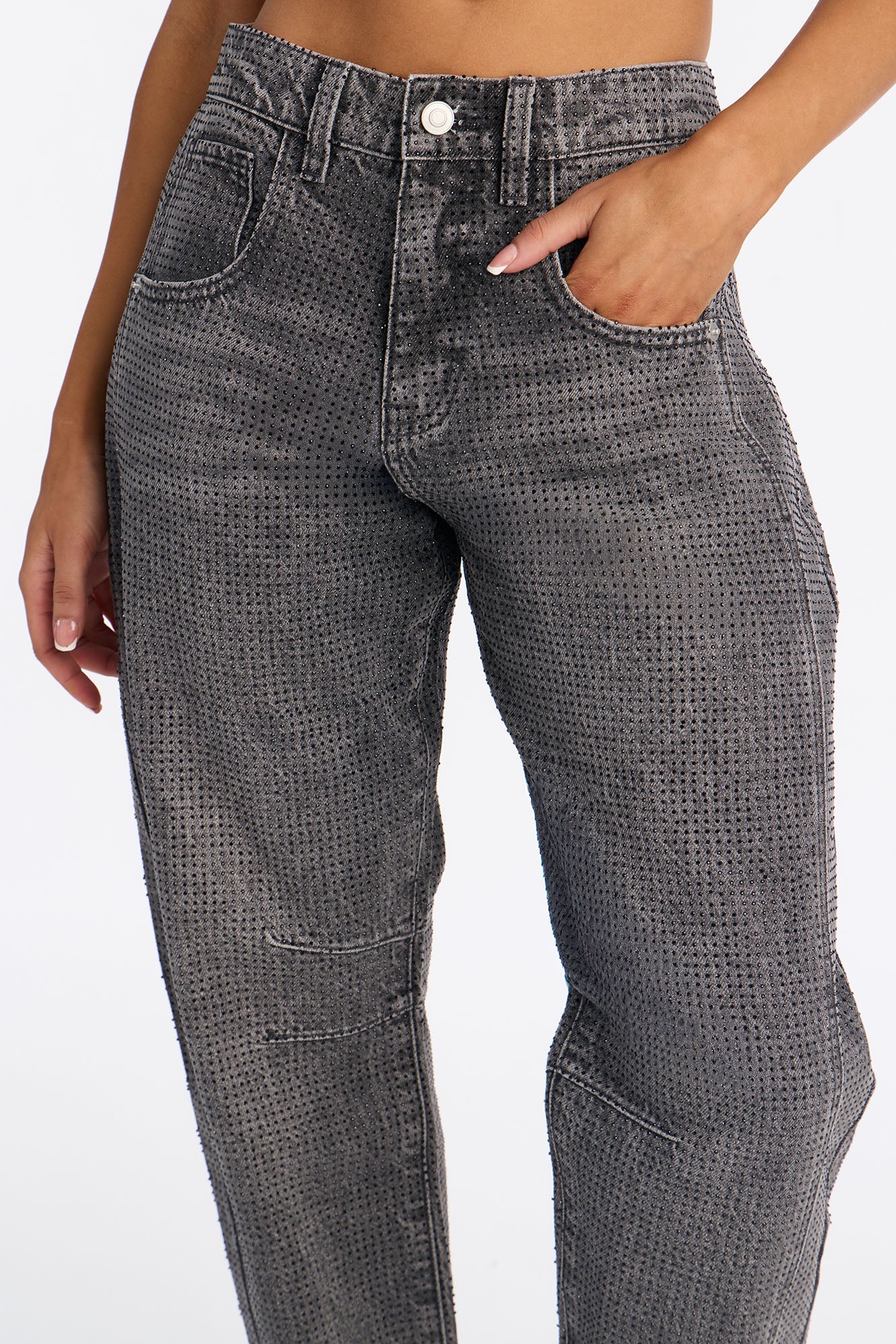 Razzle Dazzle Embellished Jeans - Grey