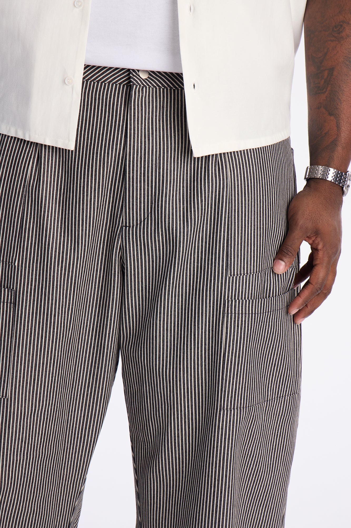 Balloon Fit Tokyo Drift Striped Pant - Black