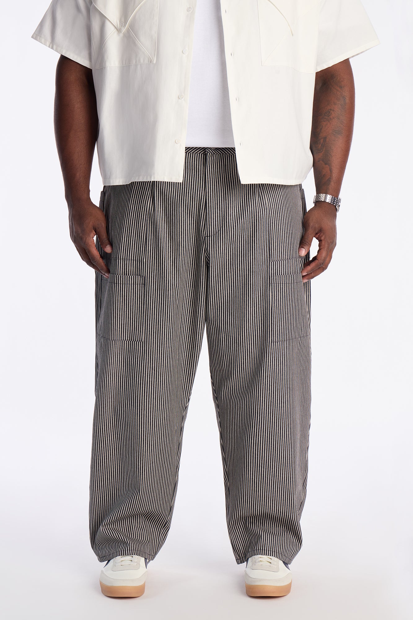 Balloon Fit Tokyo Drift Striped Pant - Black