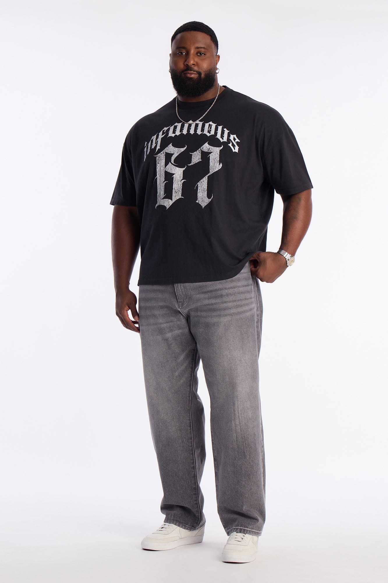 Infamous Team Oversized Short Sleeve Tee - Black Wash