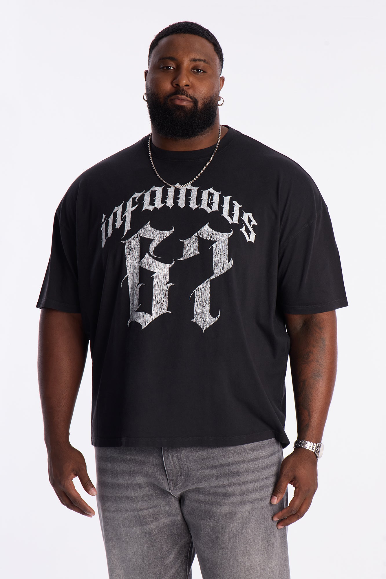 Infamous Team Oversized Short Sleeve Tee - Black Wash