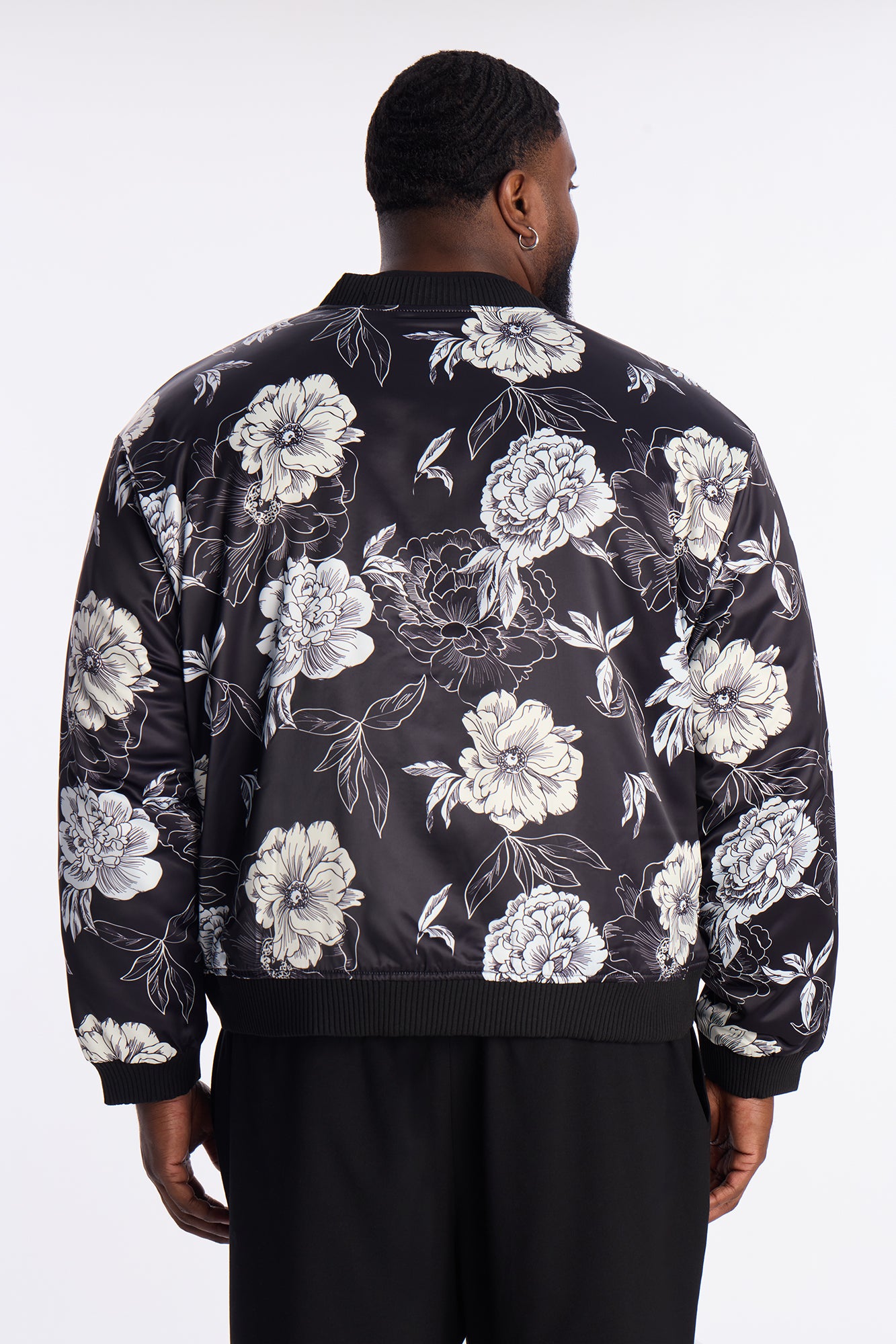 In Bloom Printed Bomber Jacket - Black