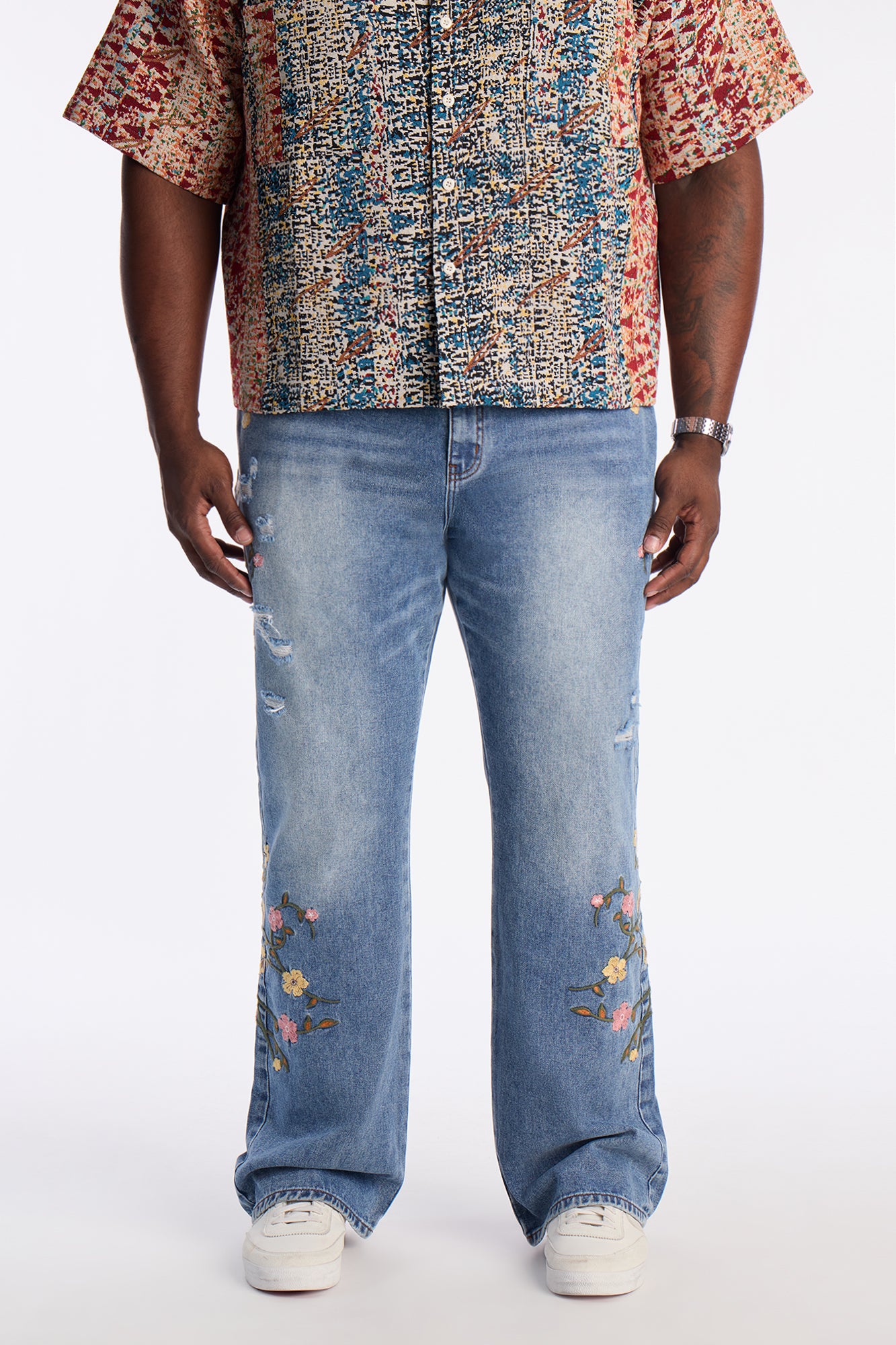 Blooming Stacked Slim Flare Jeans - Light Blue Wash