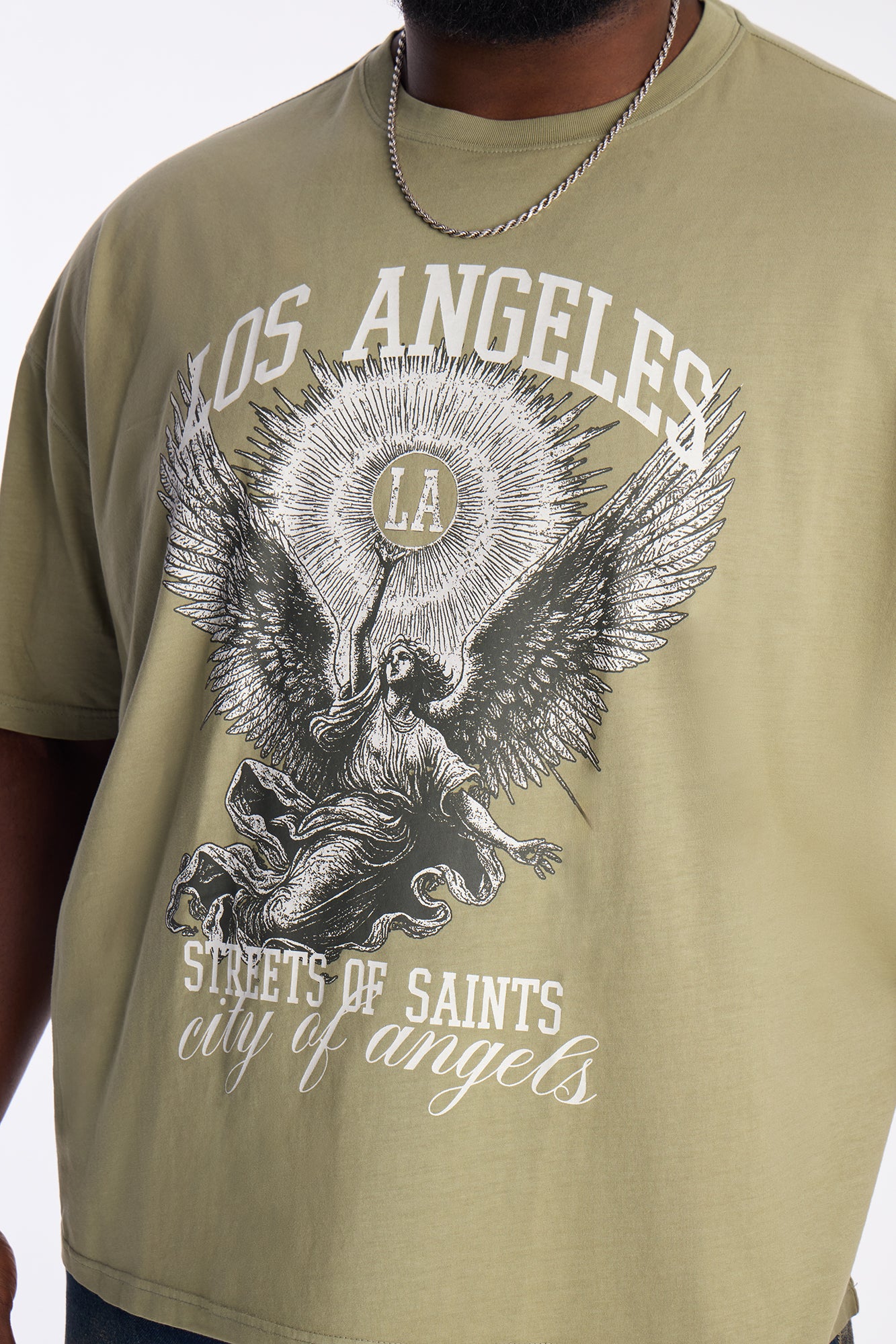 LA Street Saints Oversized Short Sleeve Tee - Olive
