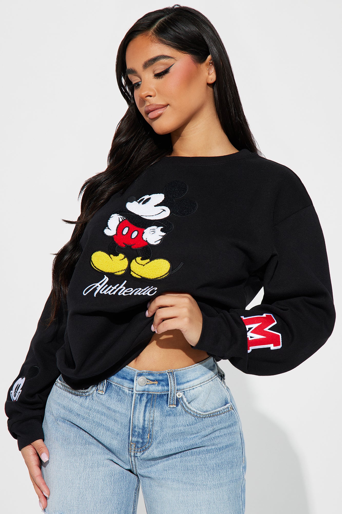 Mickey Mouse Vintage Crew Neck Sweatshirt - Black