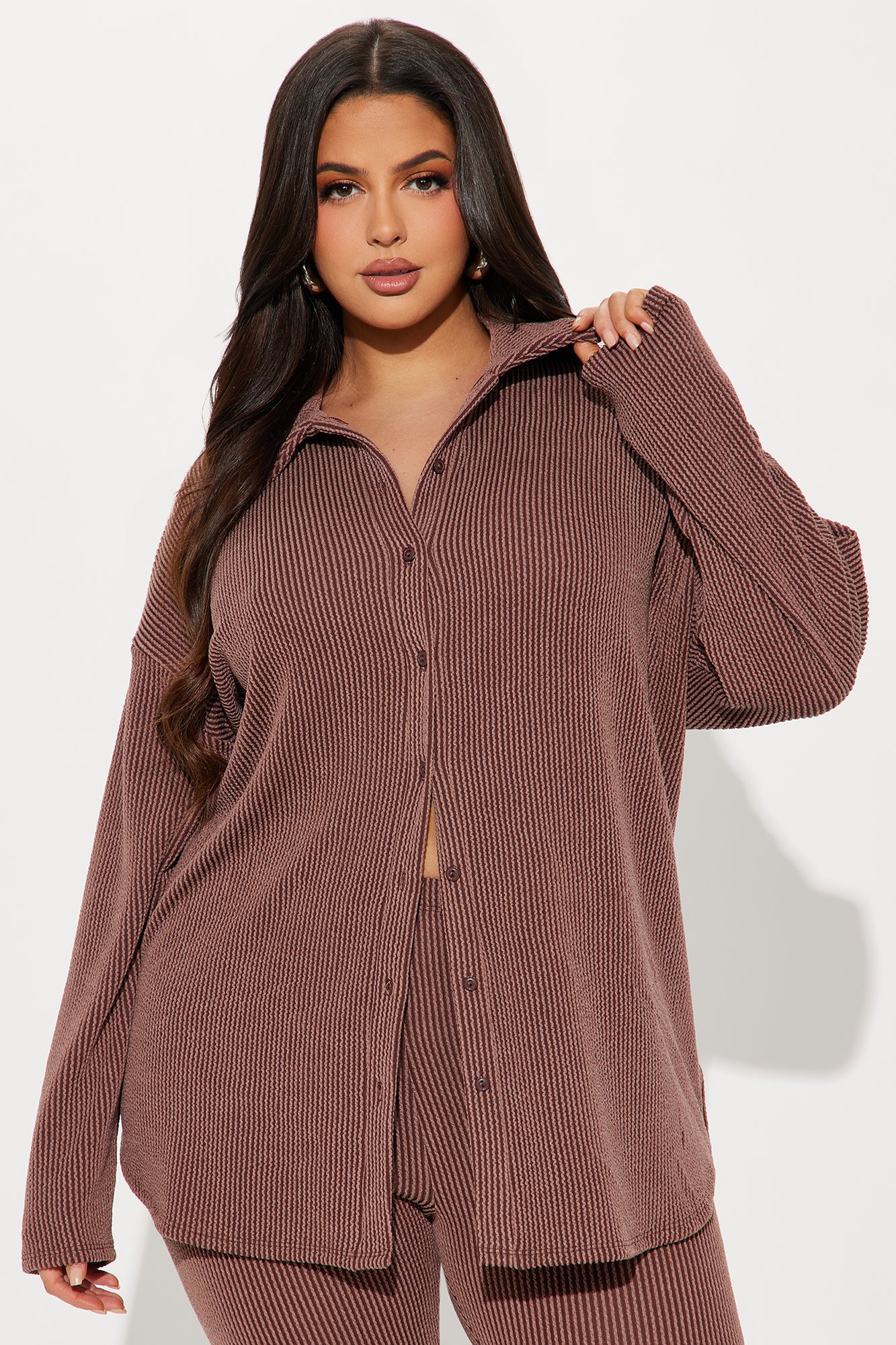Maddie Ribbed Legging Set - Chocolate