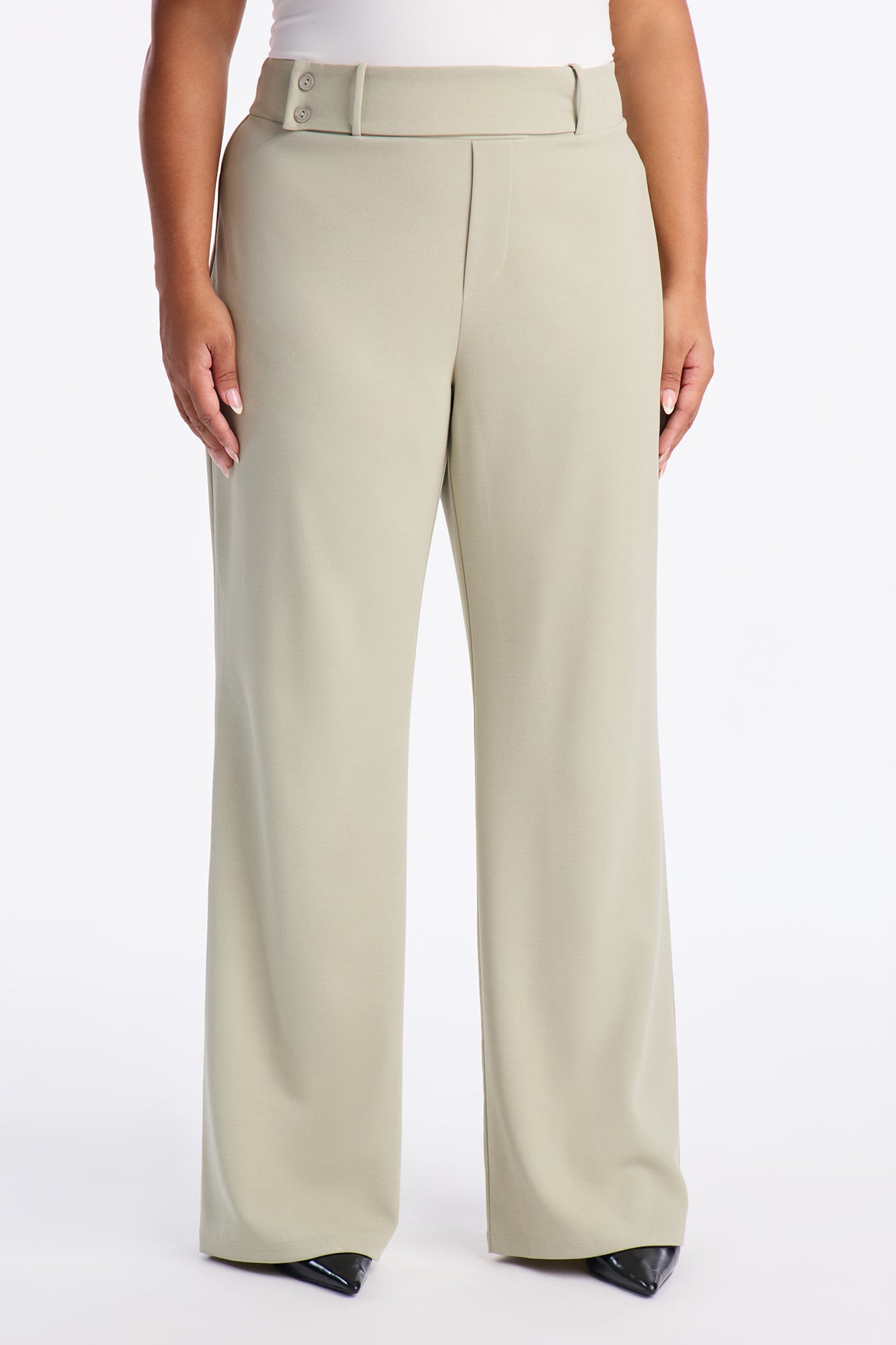 Office Tea Straight Leg Trouser Pant - Sage