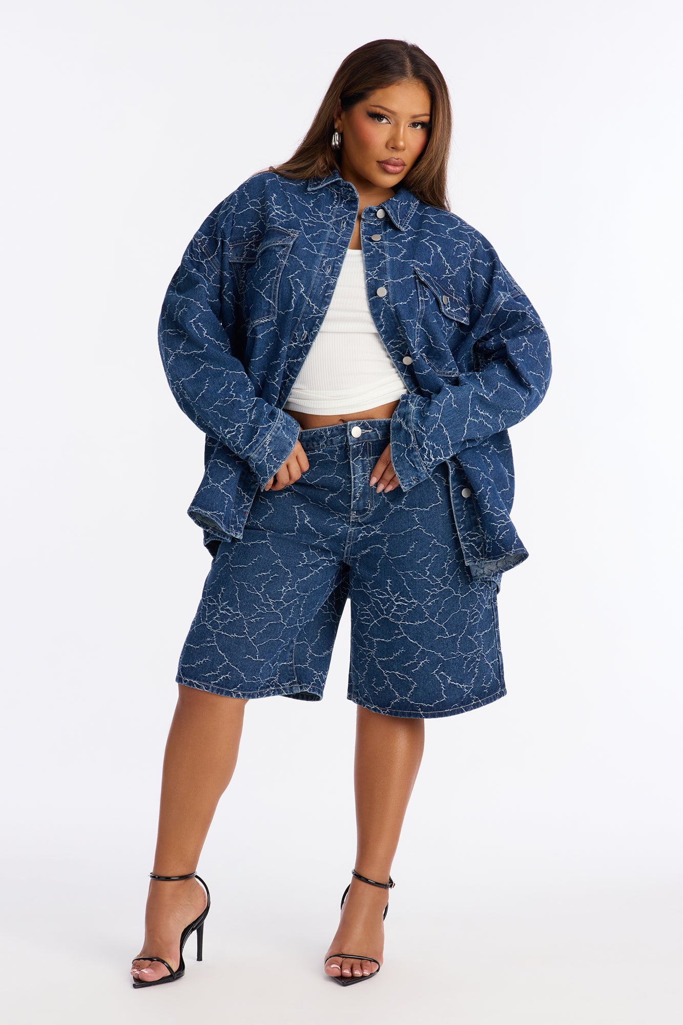 Live Wire Oversized Denim Shacket - Dark Wash