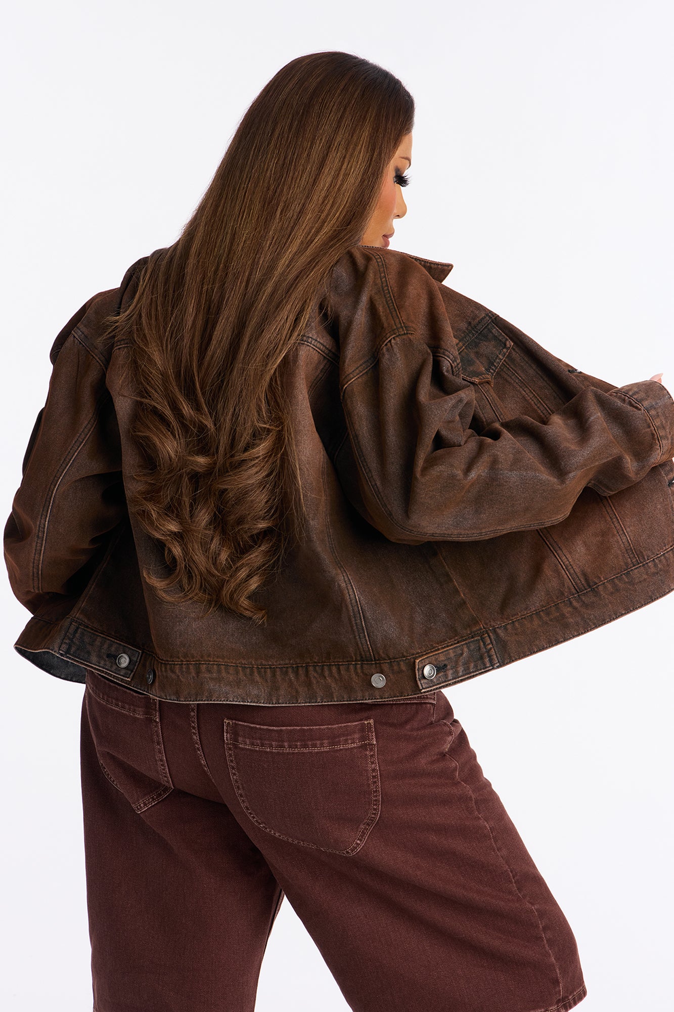 Abilene Coated Denim Trucker Jacket - Brown