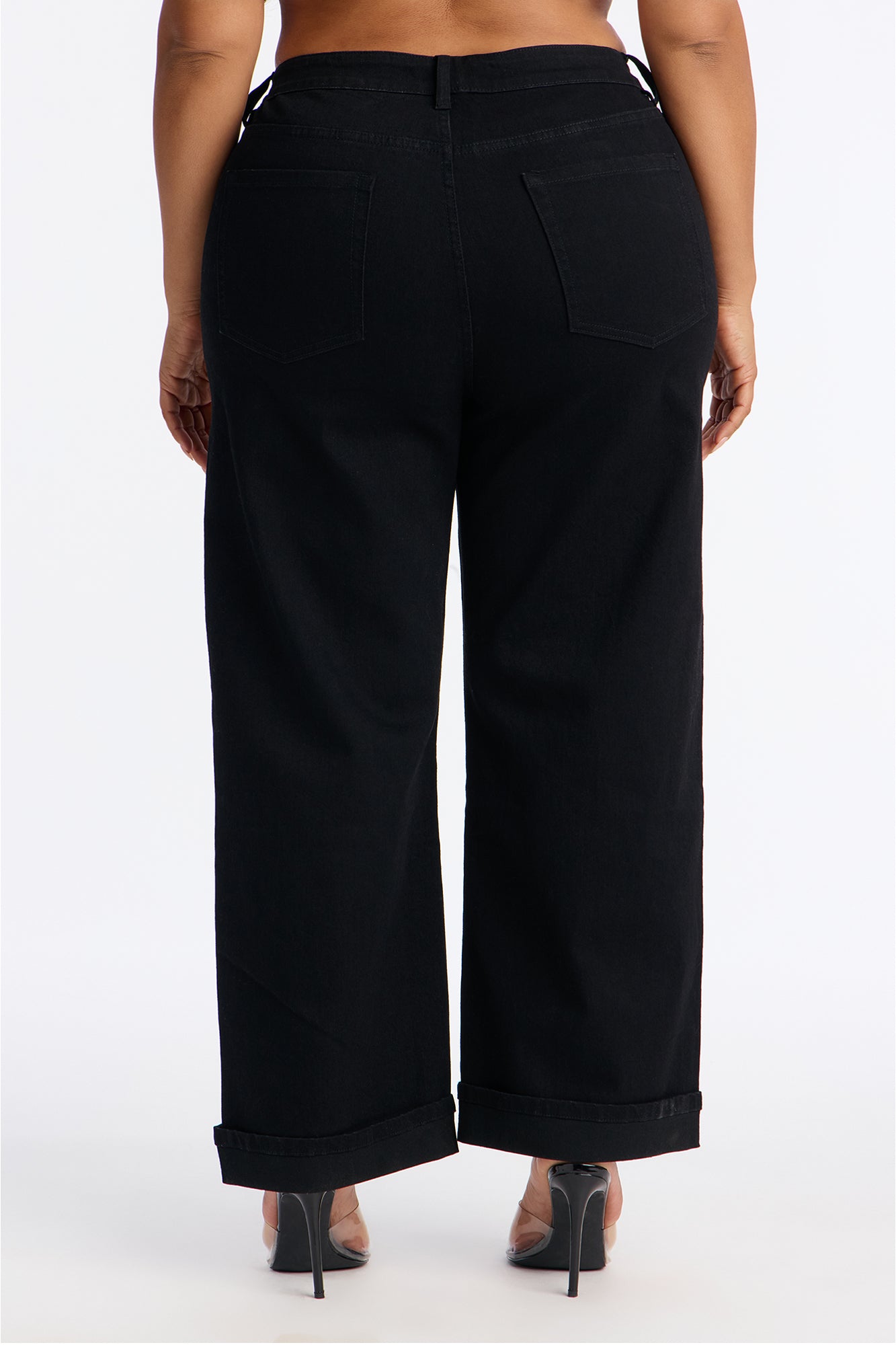 Love You Roll Cuff Mom Jeans - Black