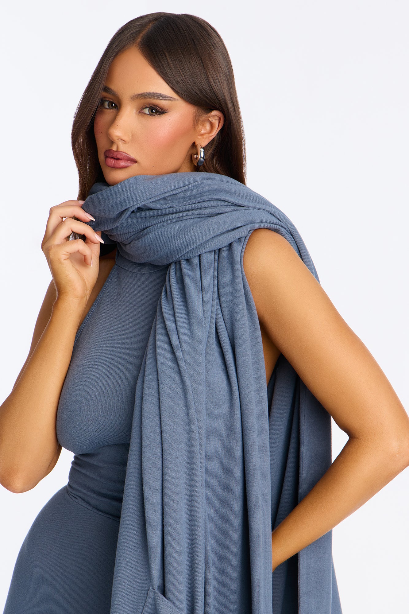Breanna 2 Piece Wide Leg Jumpsuit And Wrap Set - Charcoal