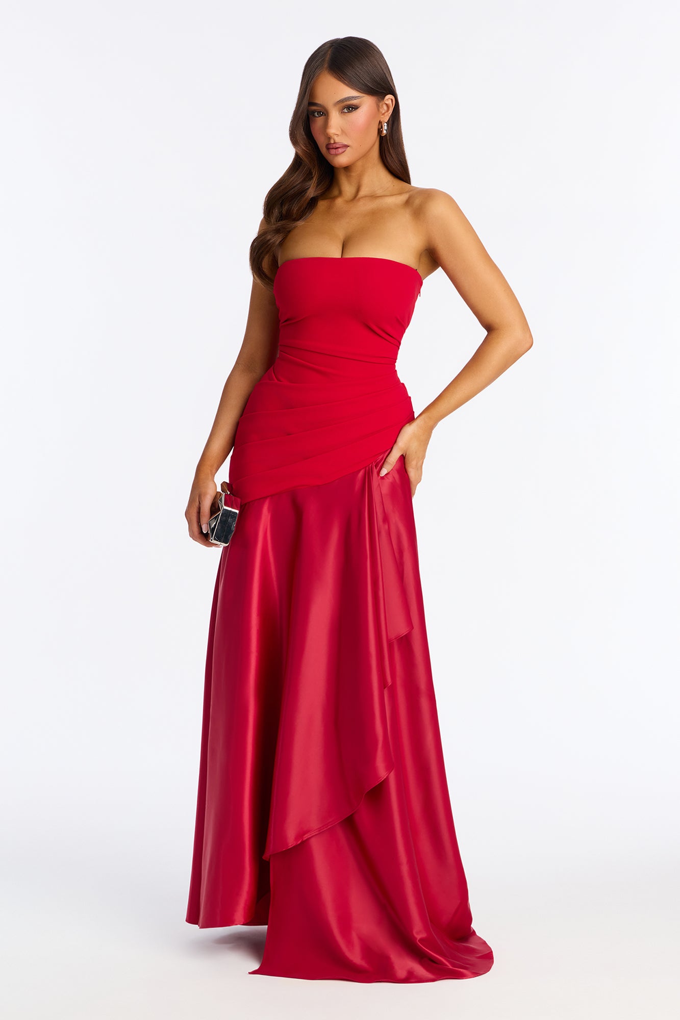 Simply Stunning Strapless Gown - Red