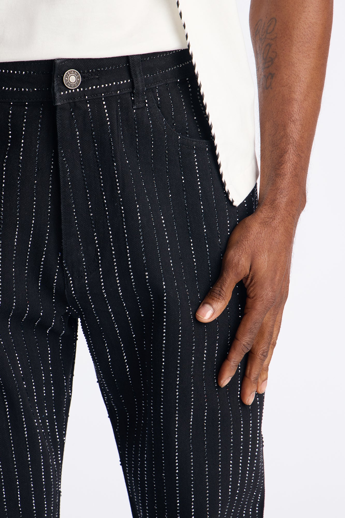 Stacked Slim Flare Ice Me Out Jean - Black