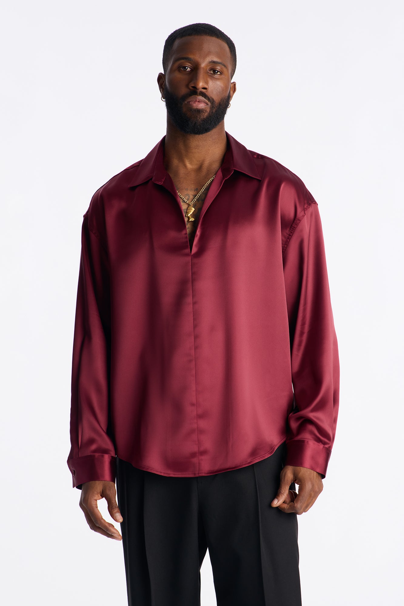 Relaxed Luxe Lumina Easy Flow Shirt - Burgundy