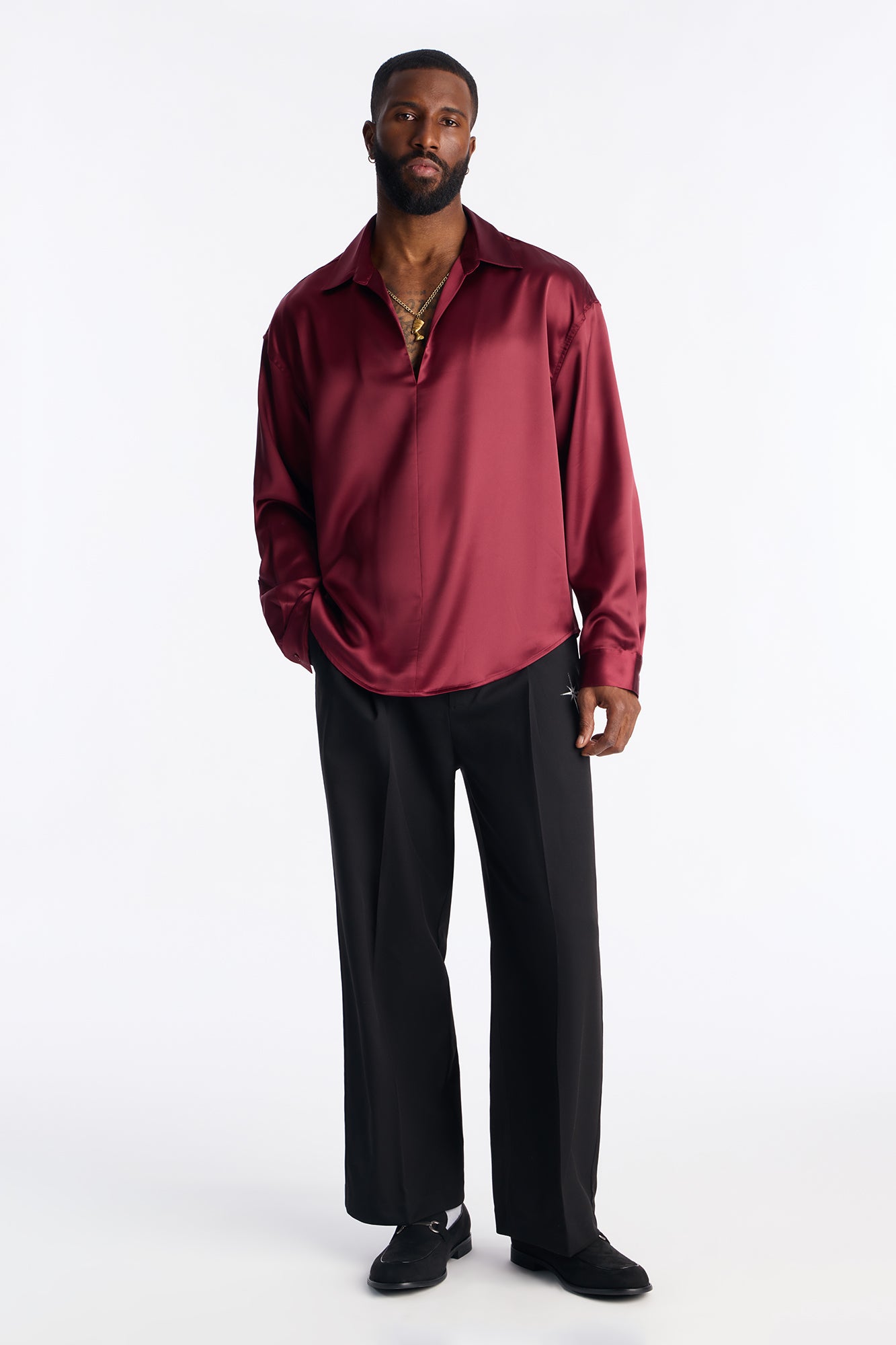 Relaxed Luxe Lumina Easy Flow Shirt - Burgundy