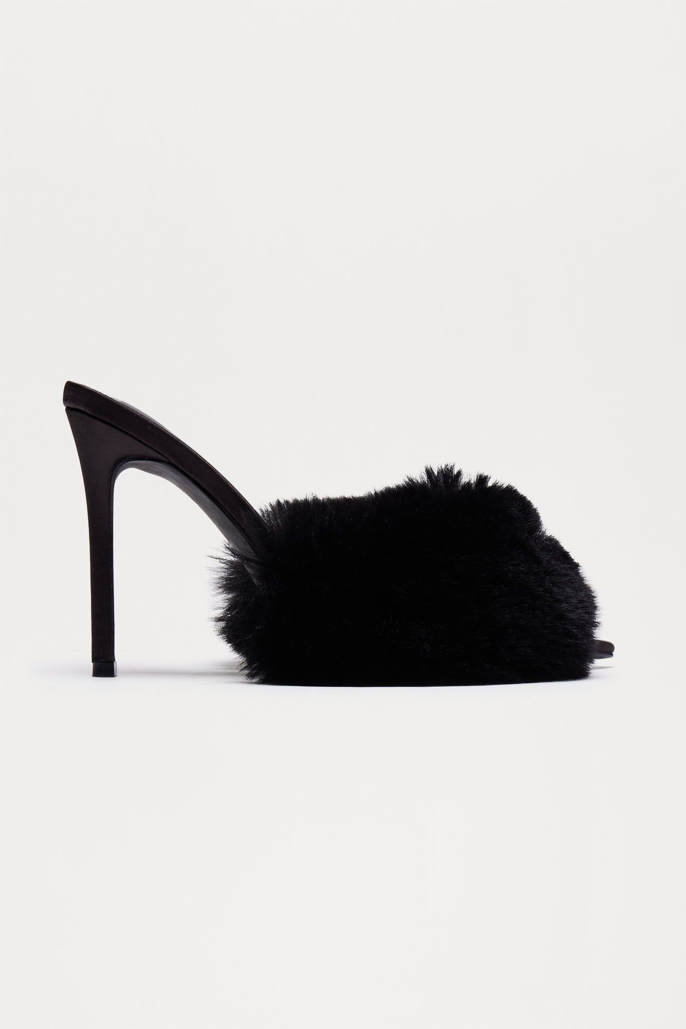 Fannie Faux Fur Mules - Black