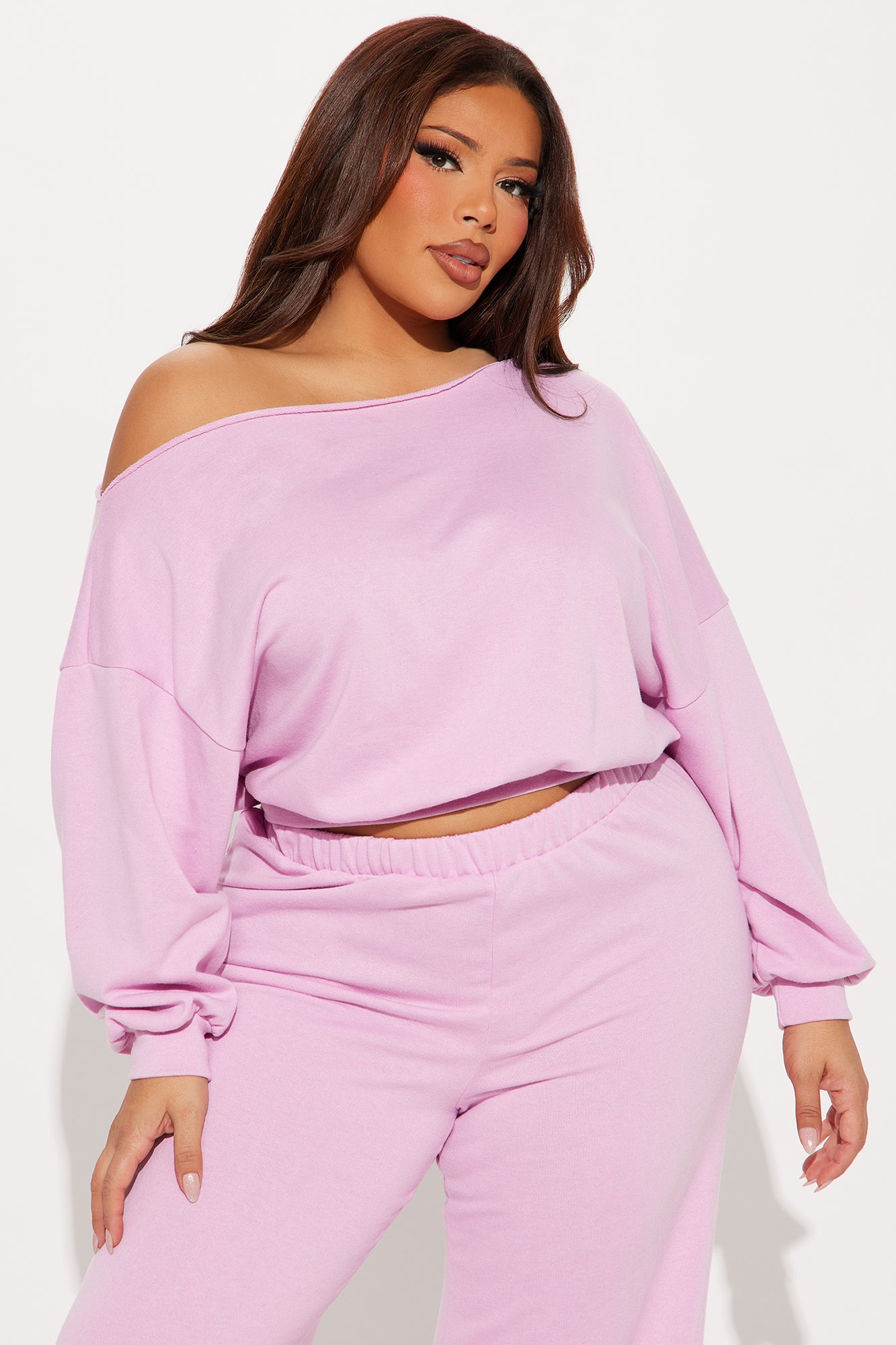 Robyn Off Shoulder Pant Set - Pink
