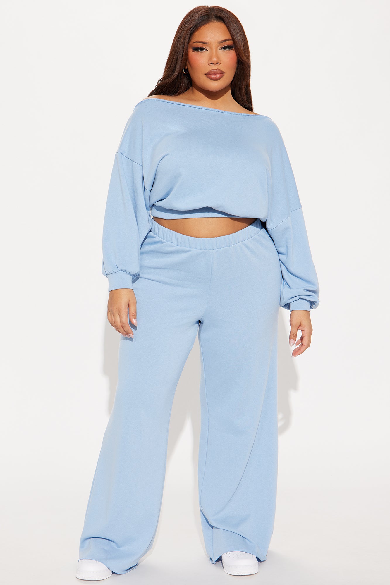 Robyn Off Shoulder Pant Set - Blue