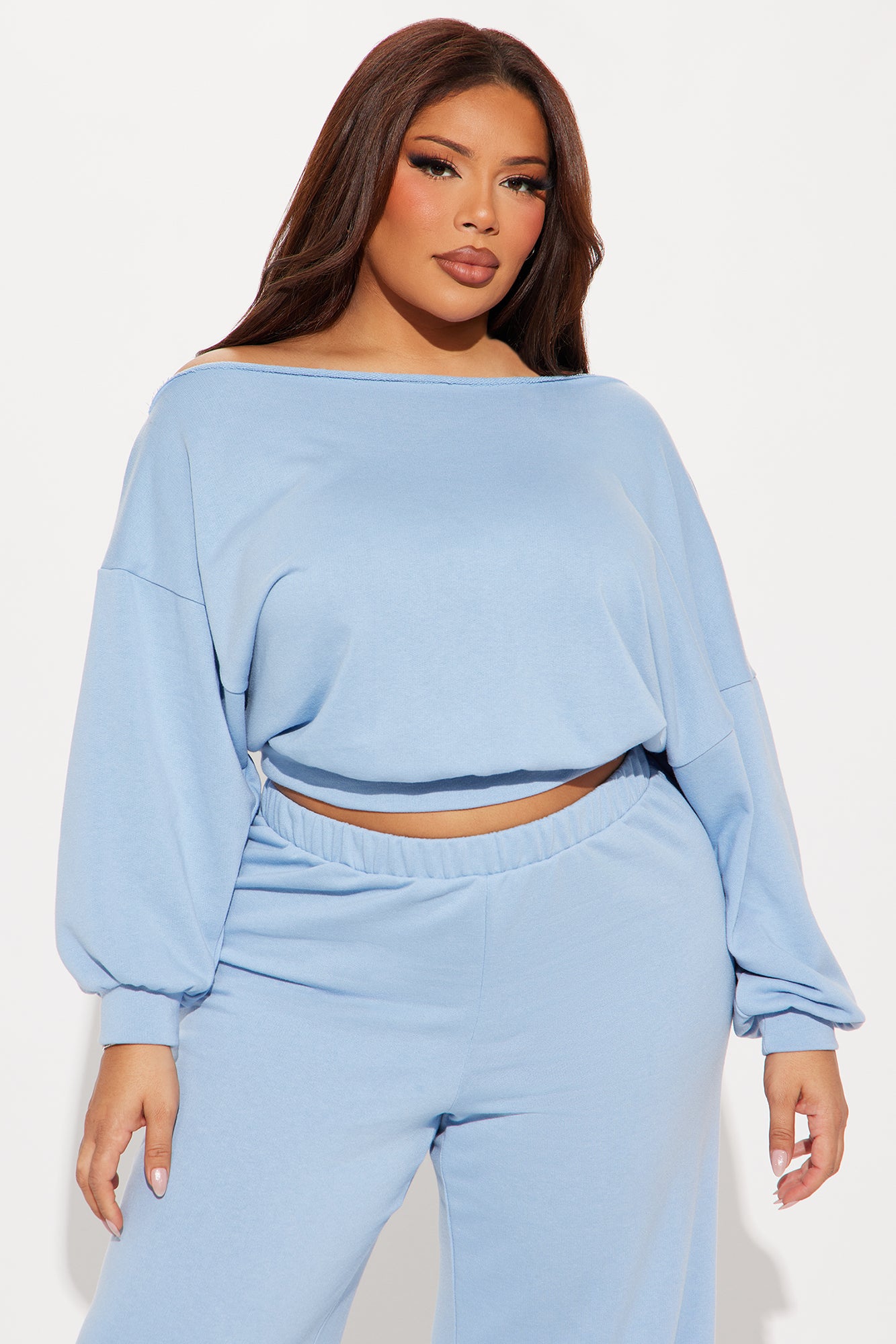 Robyn Off Shoulder Pant Set - Blue