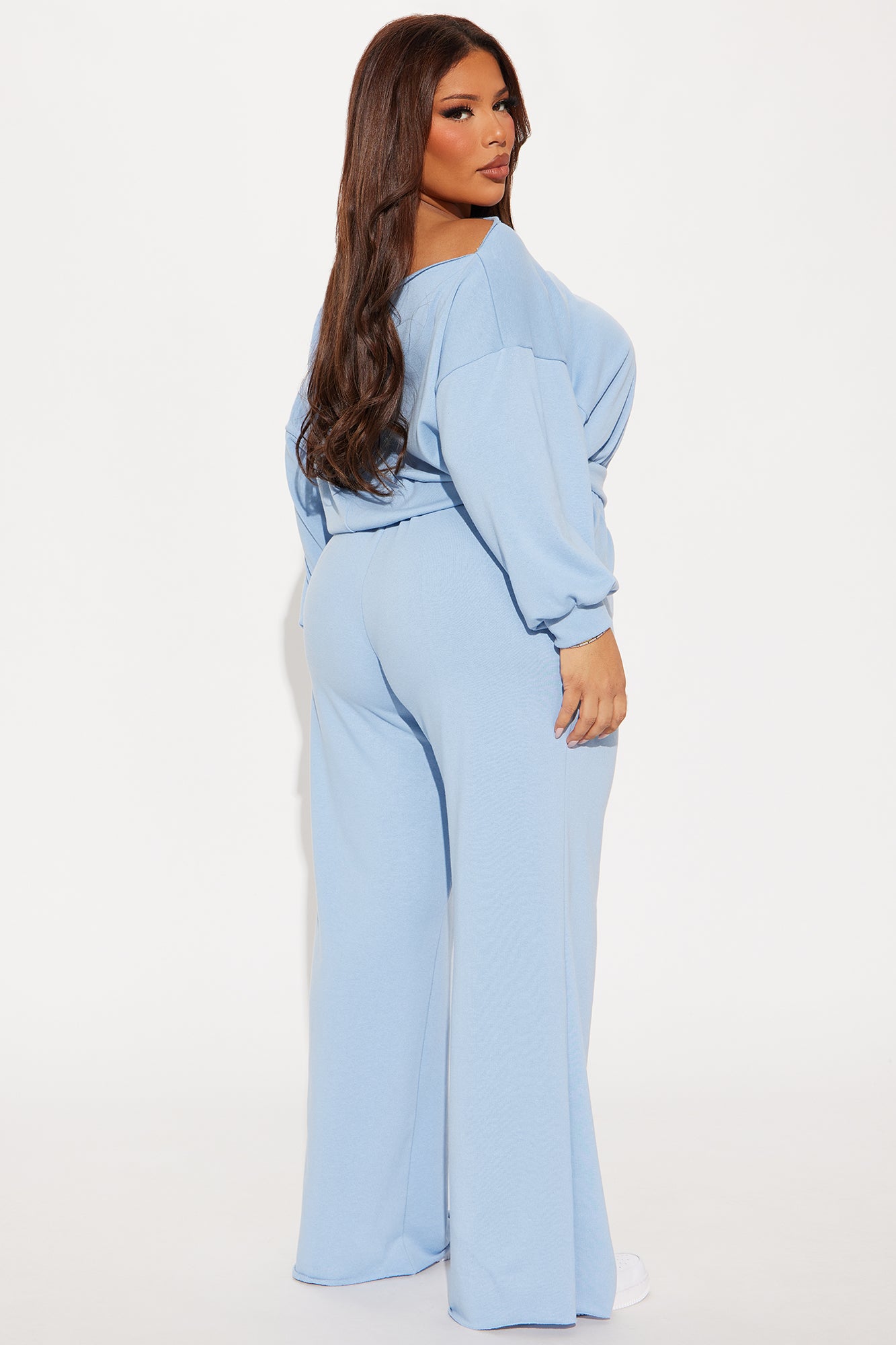 Robyn Off Shoulder Pant Set - Blue