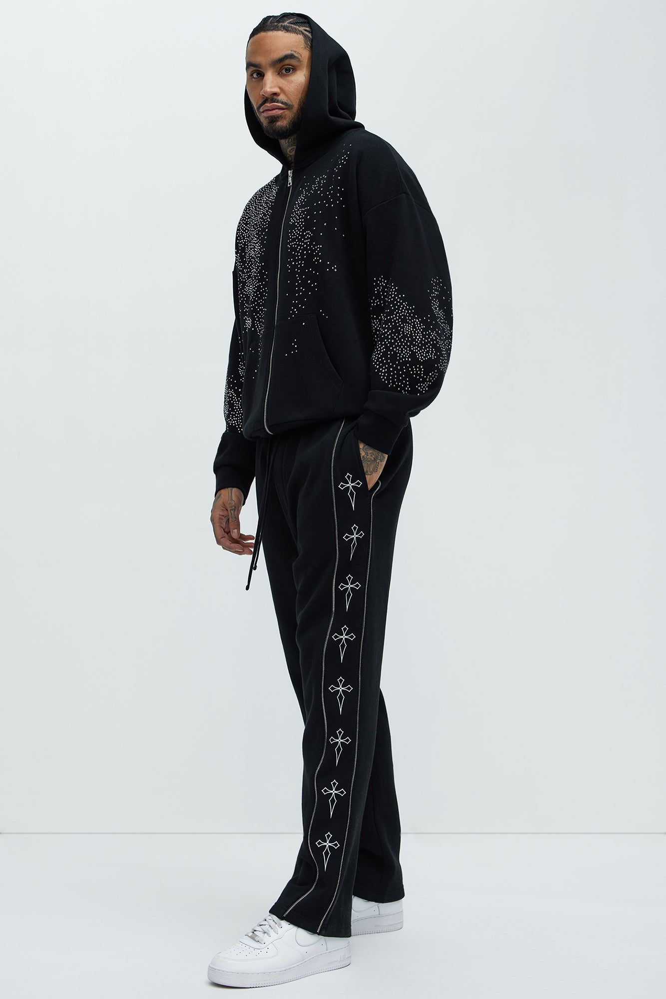 Tayson Cross Straight Sweatpants - Black