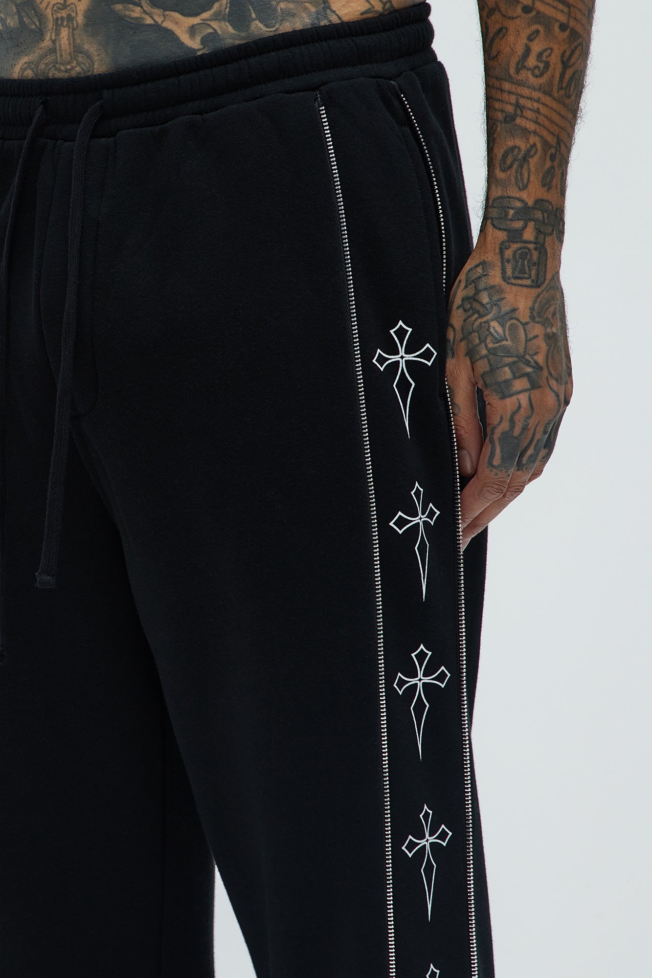 Tayson Cross Straight Sweatpants - Black