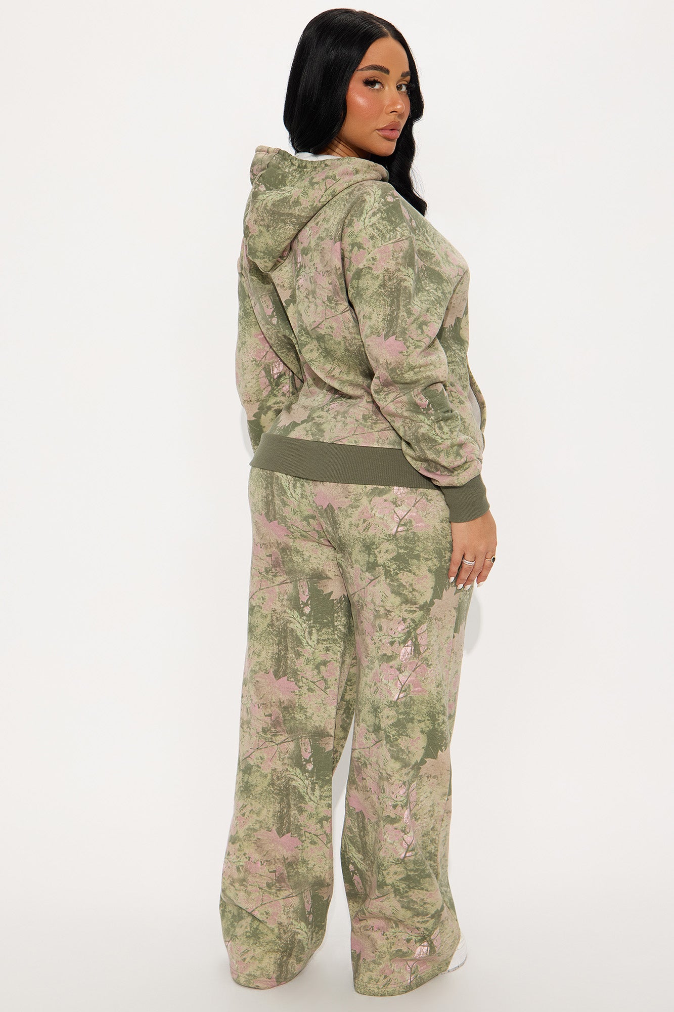 In The Wild Camo Fleece Hoodie Pant Set - Olive/combo