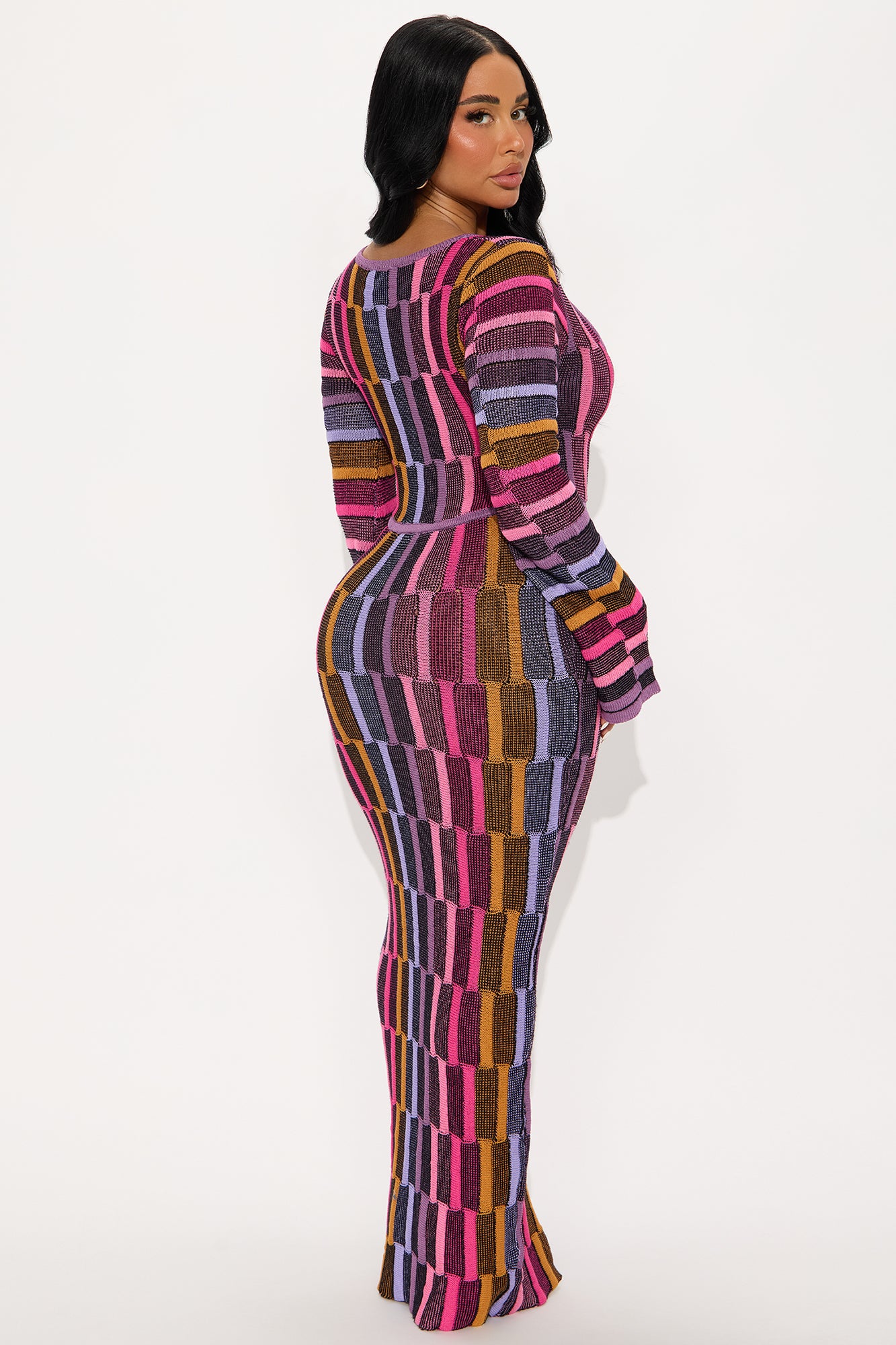 Sia Long Sleeve Maxi Dress - Pink/combo