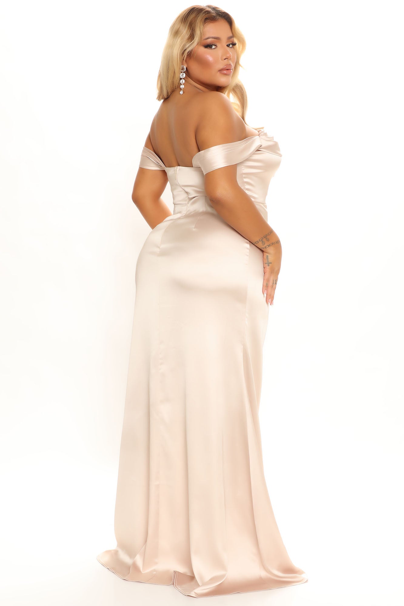 Dressing For Success Satin Maxi Dress - Champagne
